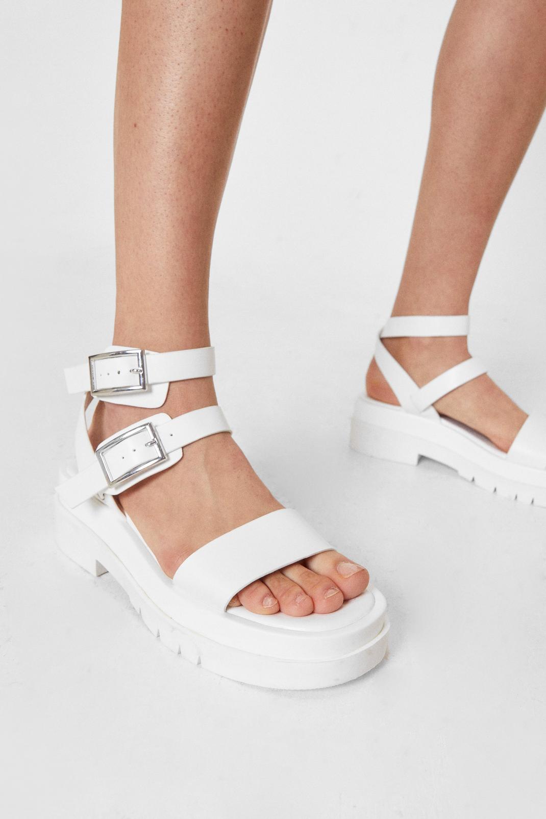 Faux Leather Chunky Cleated Double Buckle Sandals Nasty Gal 7949