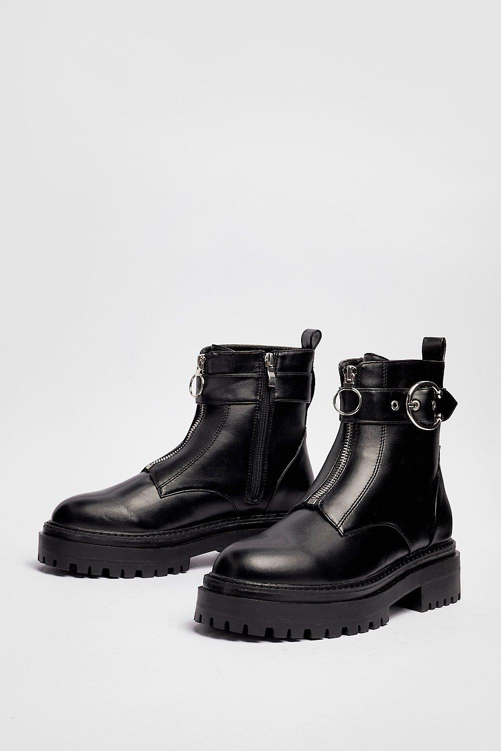 Low heel cheap biker boots