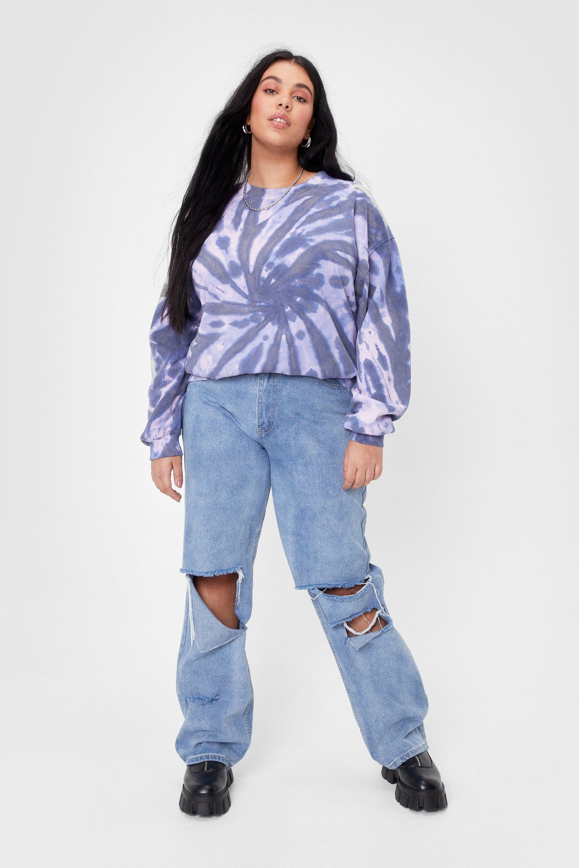 Plus Size Blue Tie Dye Oversized Sweat Nasty Gal