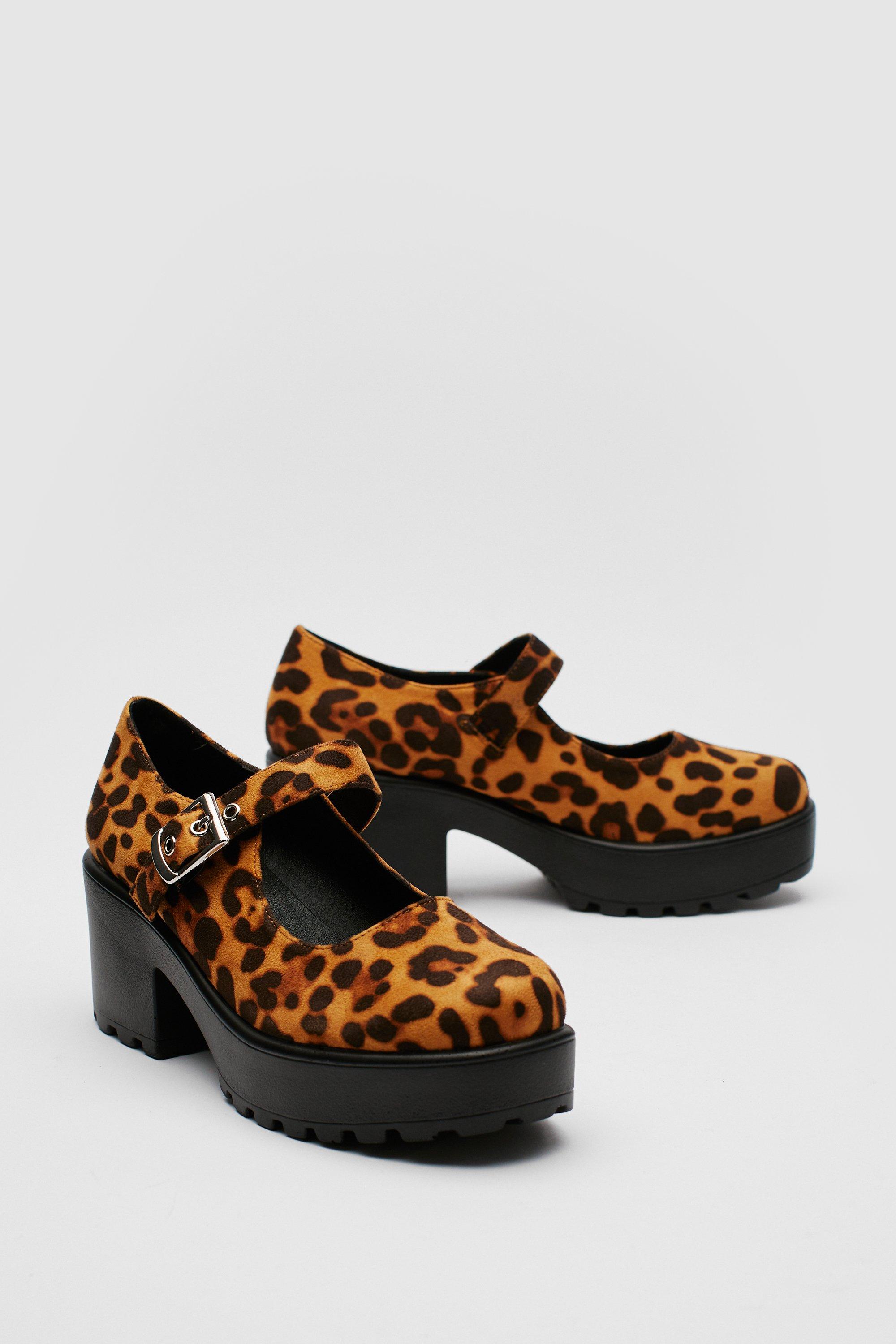 Faux Suede Chunky Leopard Mary Jane Shoes Nasty Gal