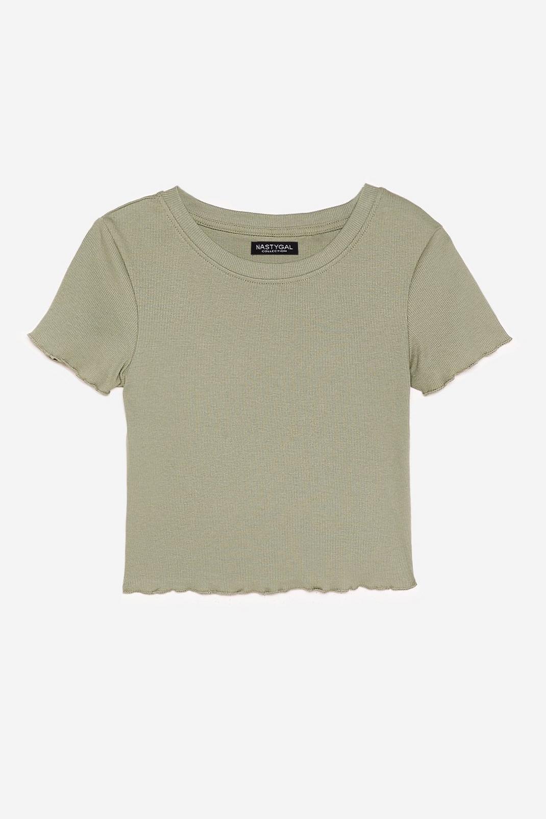 Khaki Give Hem What They Want Ruffle Crop Top image number 1