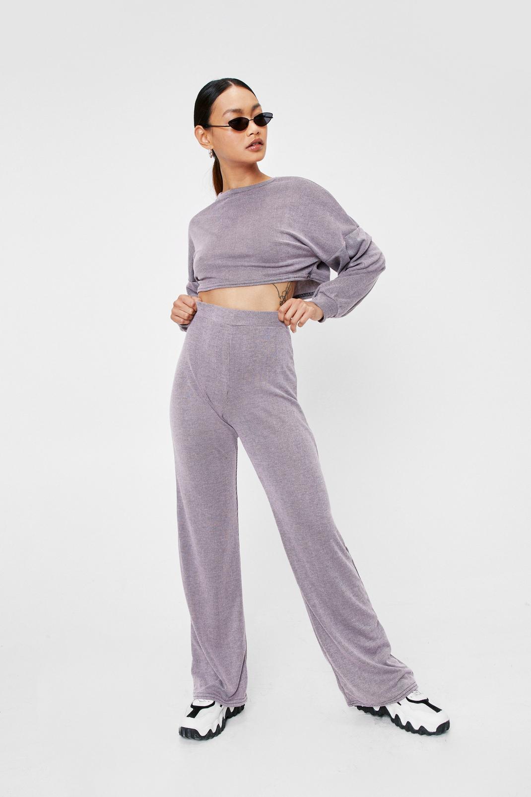 Pink Back to Basics Petite Crop Top and Trousers Lounge Set image number 1