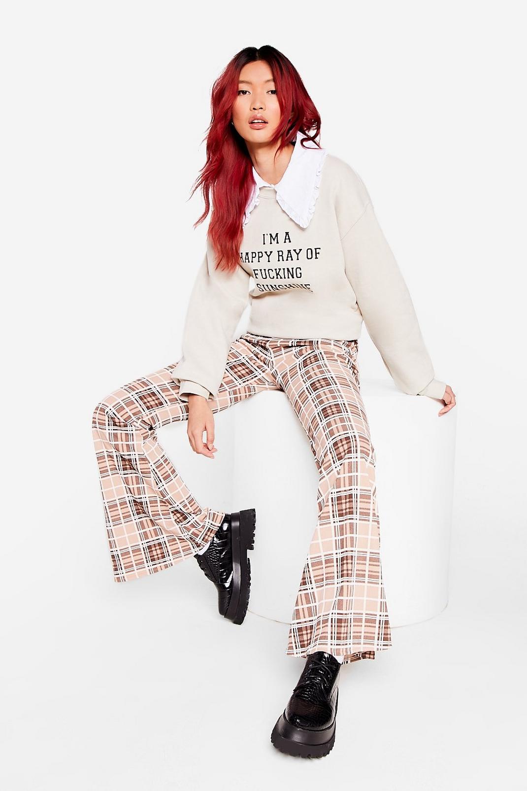 Plaid Stretchy Flare Pants image number 1