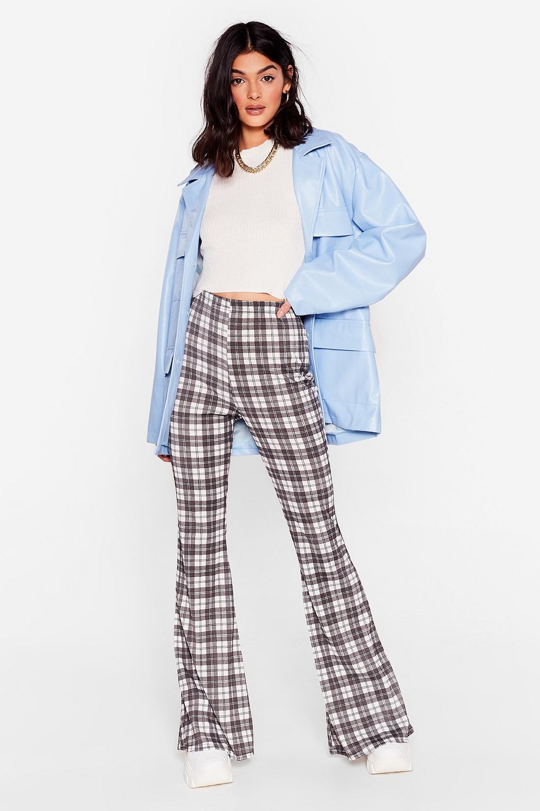 Mono Check On Board With It High-Waisted Flare Pants image number 1