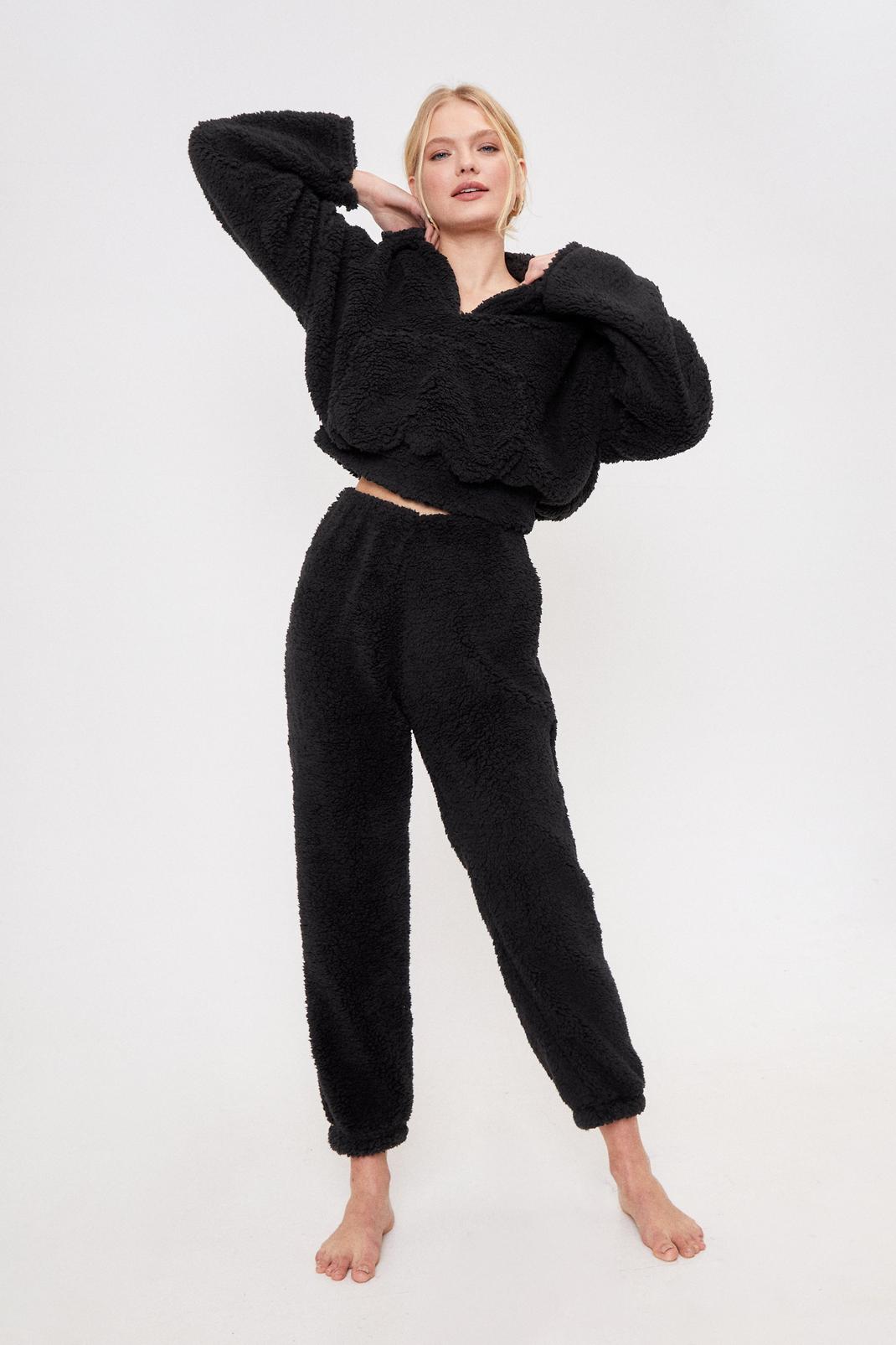 Black We Faux Fur Gonna Go Relaxed Cropped Sweatshirt image number 1