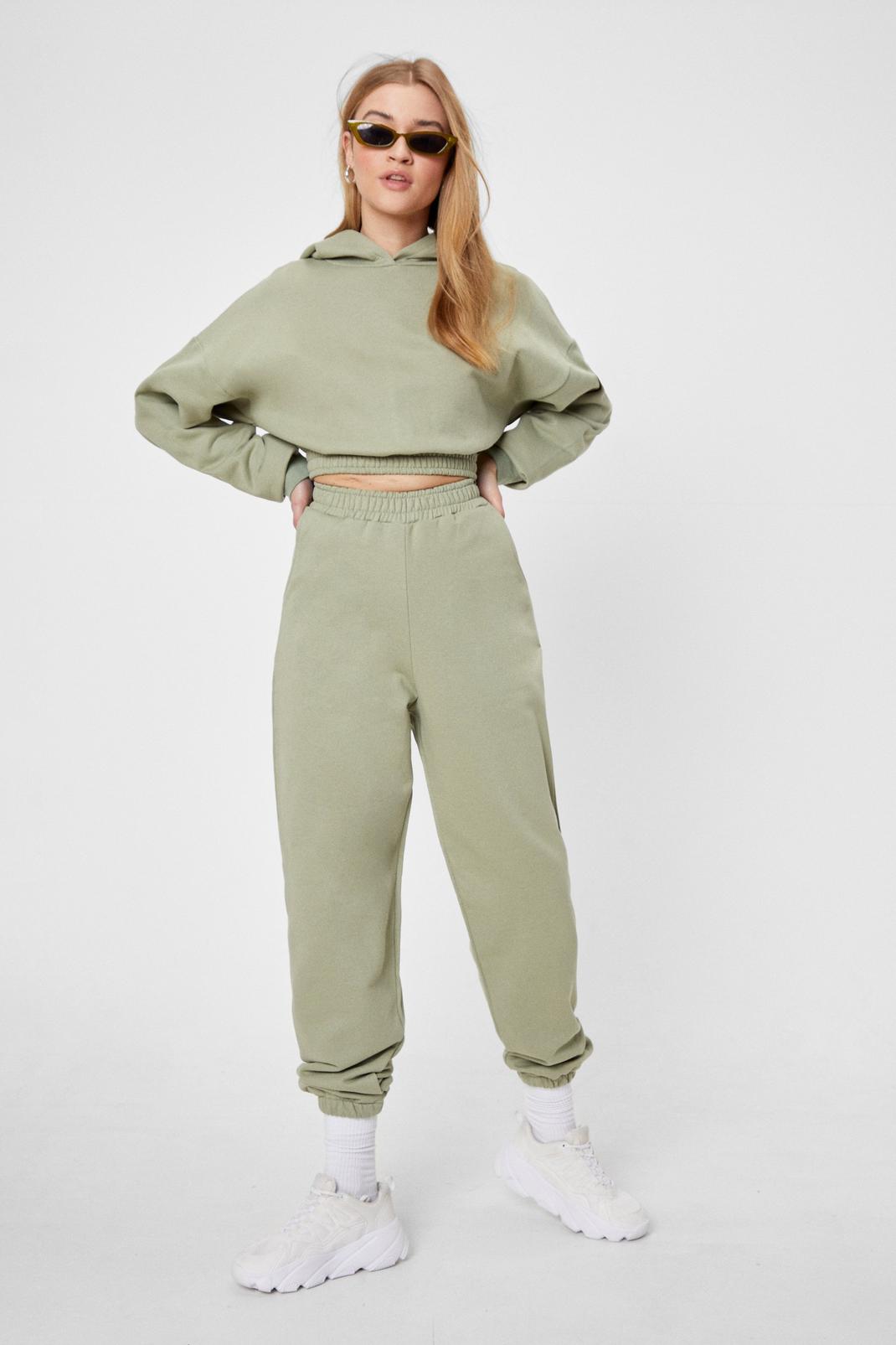 Sage Cropped Hoodie and Joggers Lounge Set image number 1