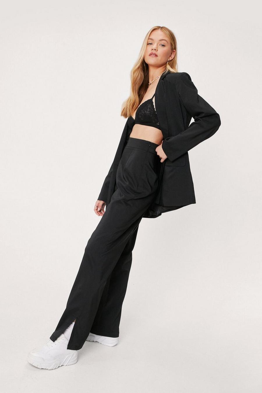 Love Suits You Slit Tailored Wide-Leg Trousers
