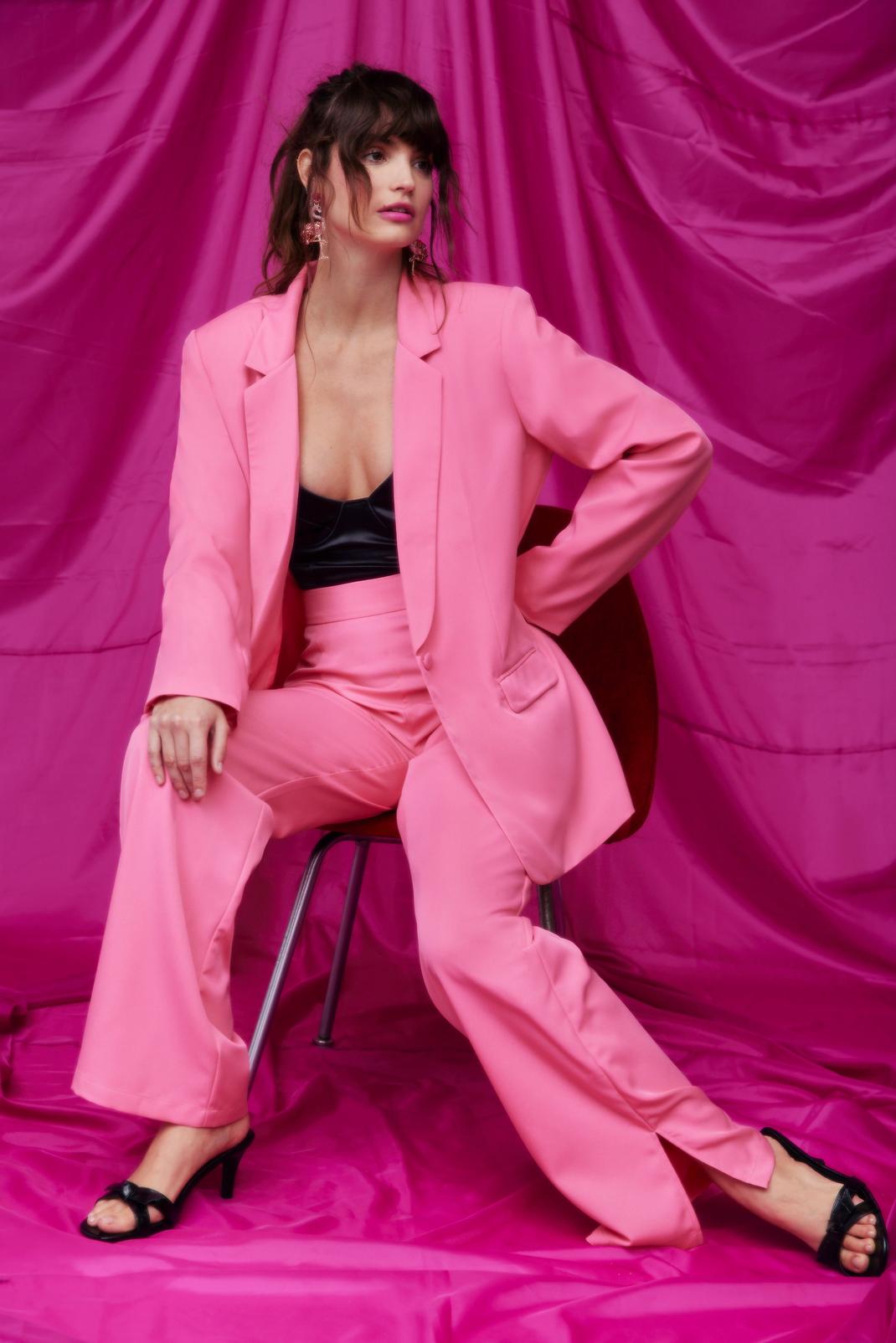 Pink Oversized Tailored Longline Blazer image number 1