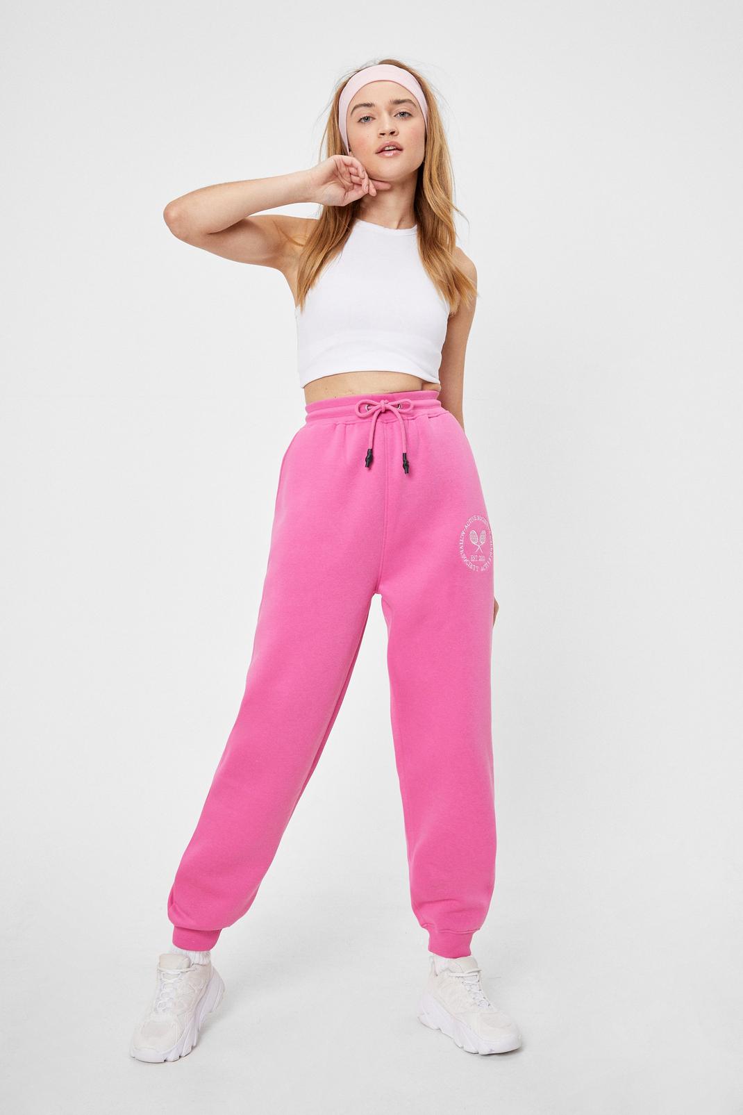 Pantalon de jogging ample à broderie Active Society, Bright pink image number 1