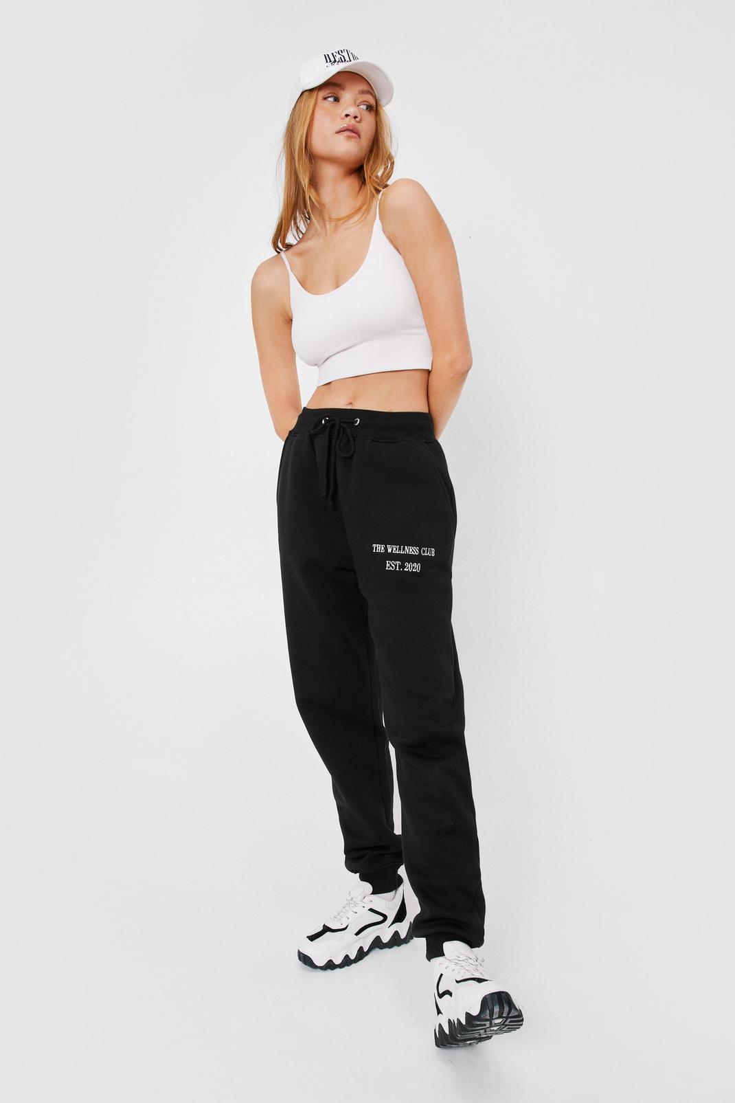 Black The Wellness Club Graphic Embroidered Joggers image number 1