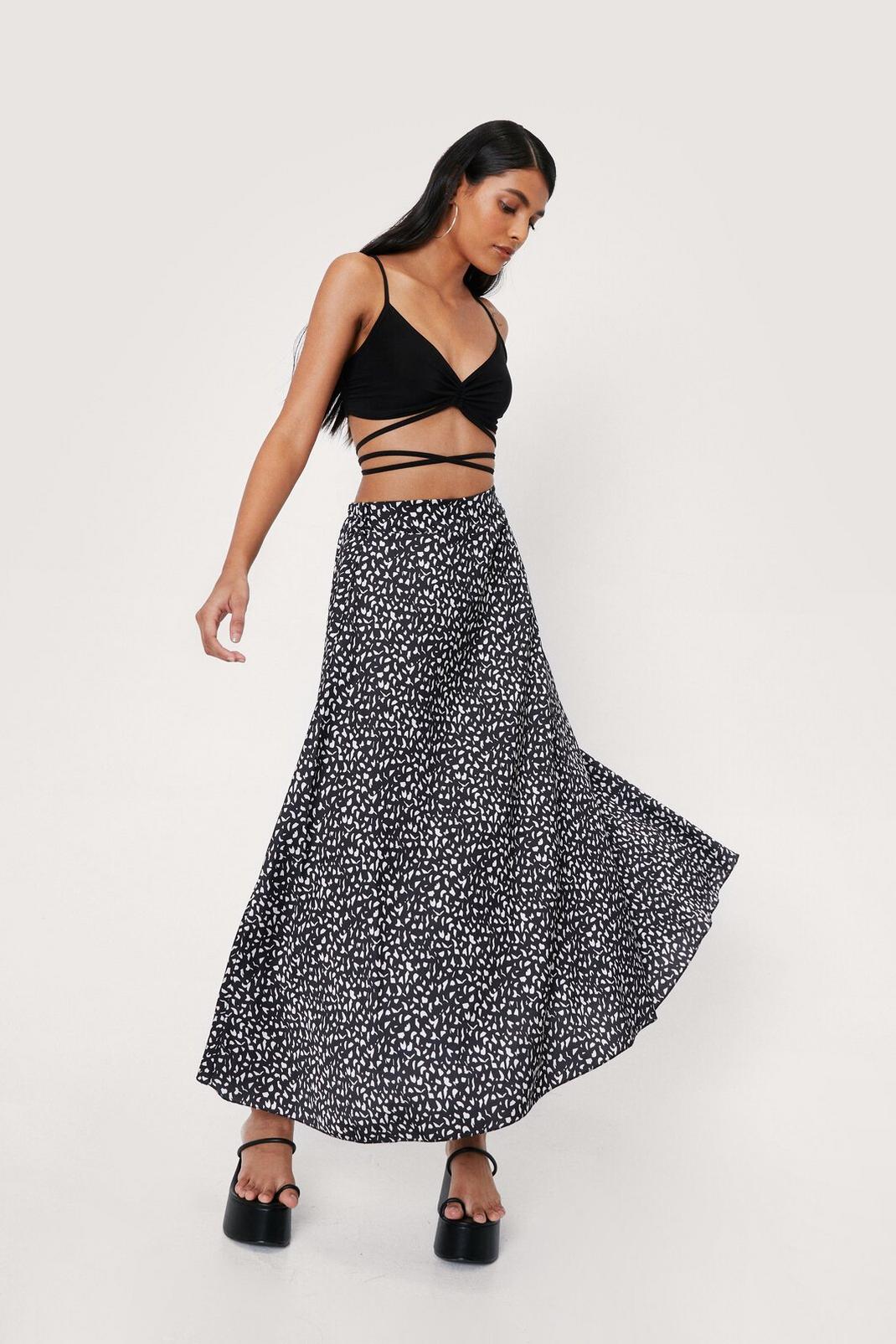 Mono Flowy Abstract Maxi Skirt image number 1