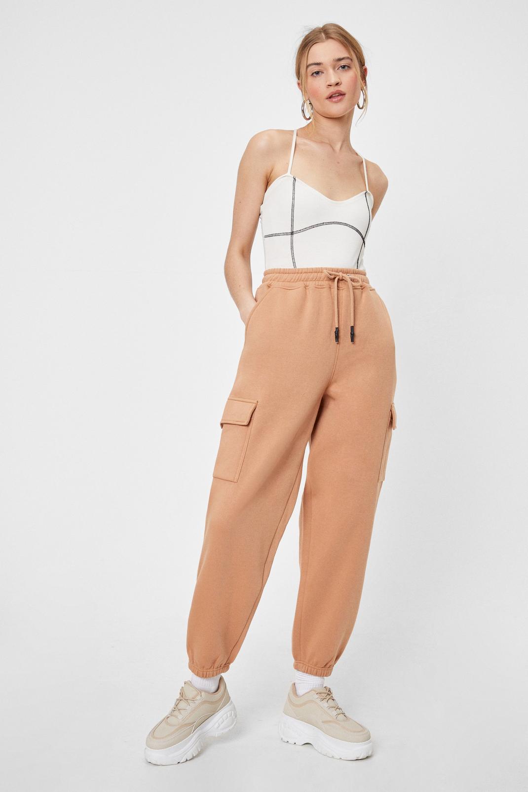 Camel High Waisted Cargo Joggers image number 1