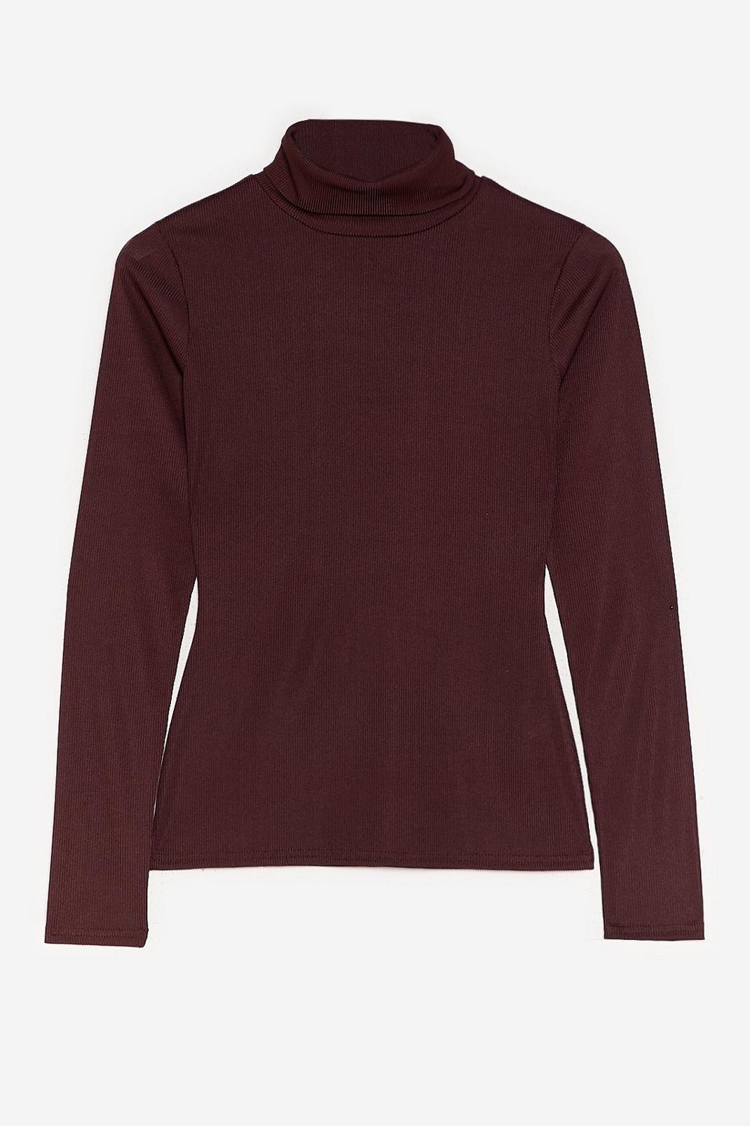 Chocolate Petite Fitted Turtleneck Top image number 1