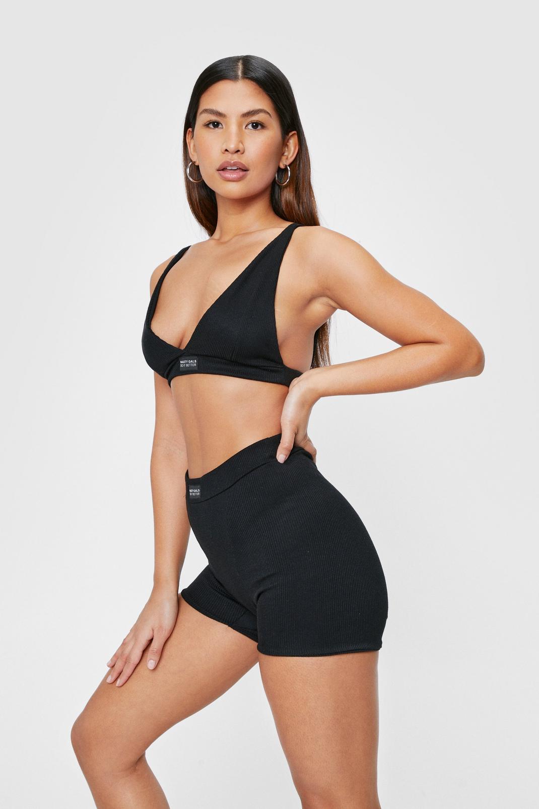 Black Nasty Gal Graphic Top and Cycling Shorts Set image number 1