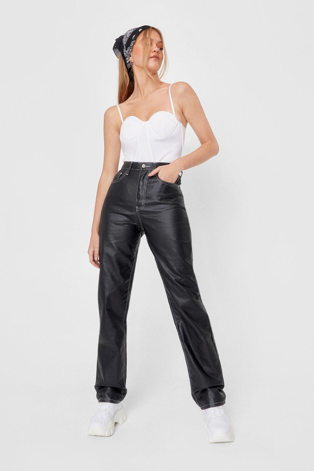 coated straight leg jeans womens