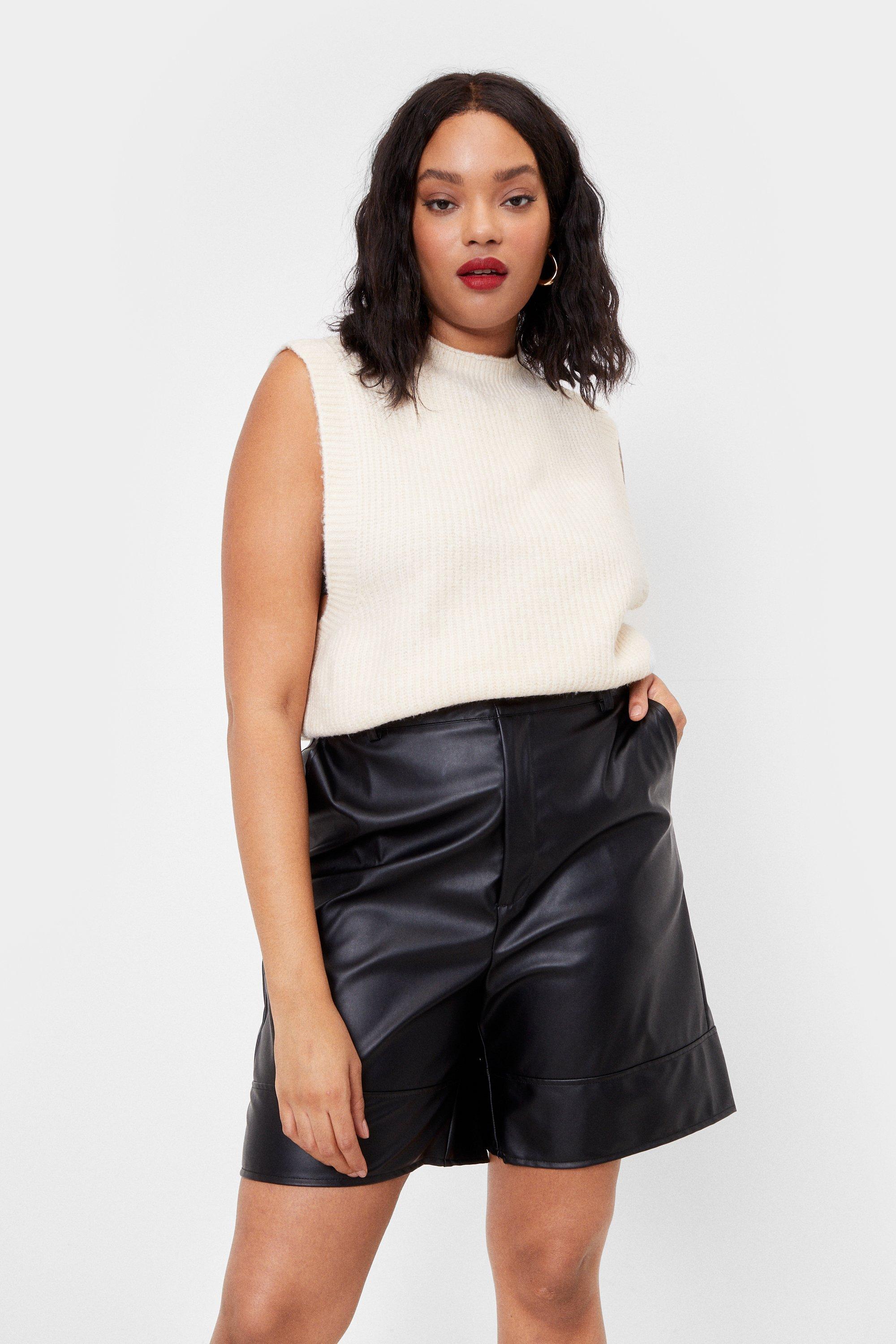 plus size leather shorts