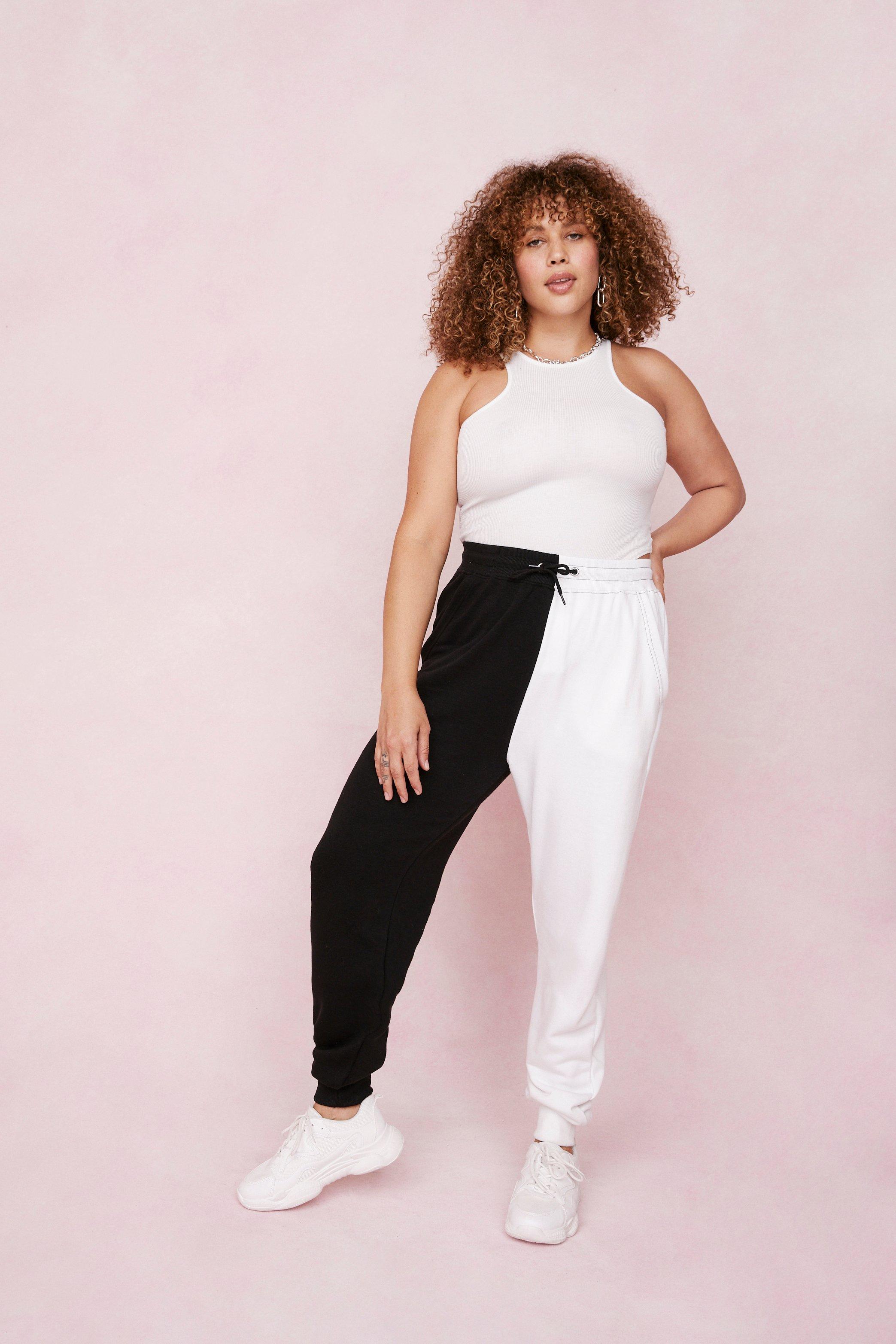 Plus Size Two Tone High Waisted Joggers