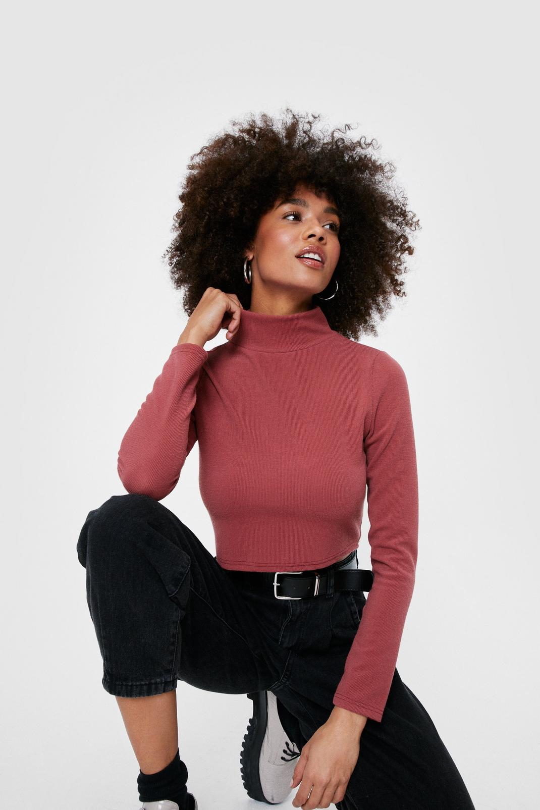 166 Recycled Knitted Turtleneck Crop Top image number 2
