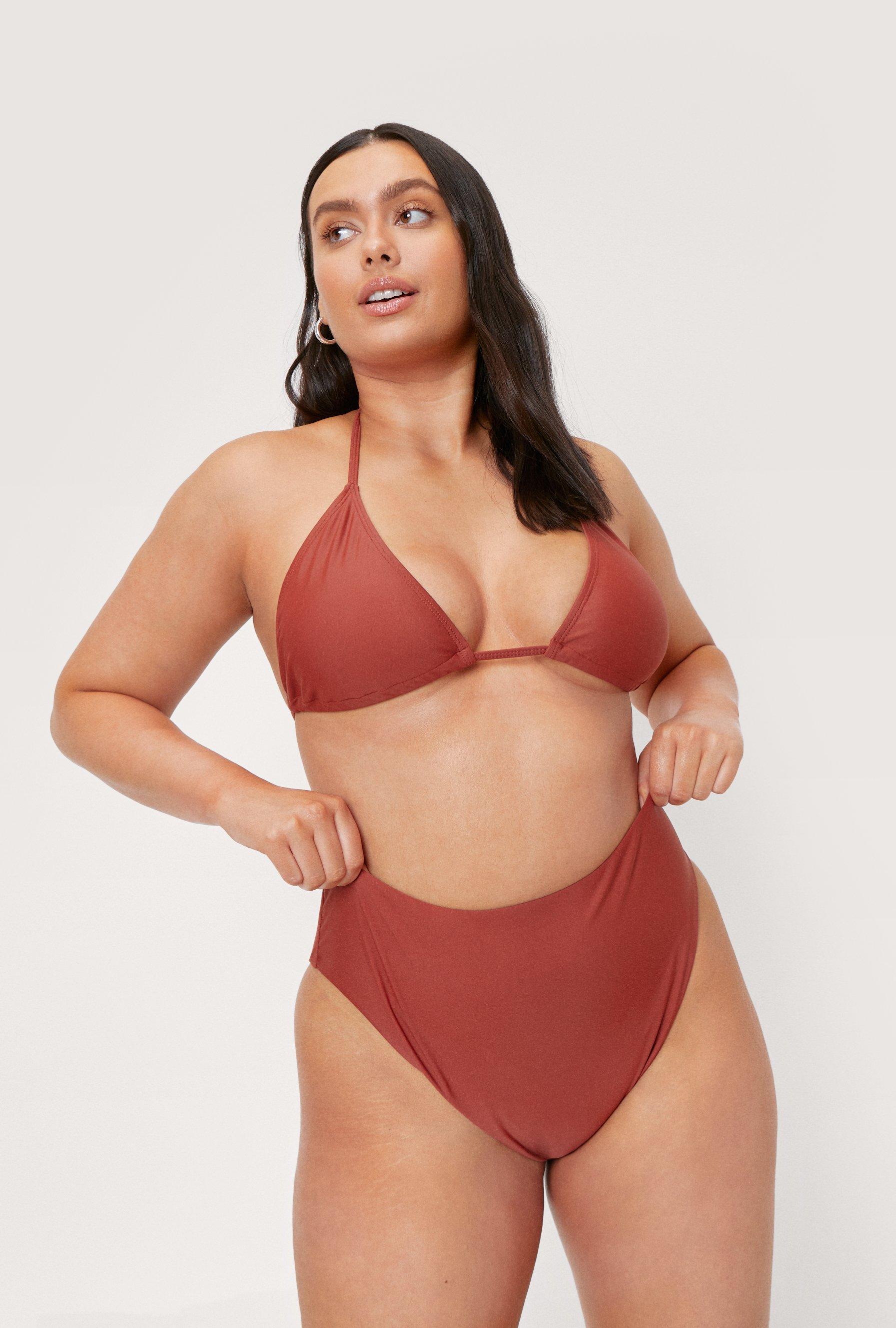 Plus Size High Waisted High Leg Bikini Bottoms