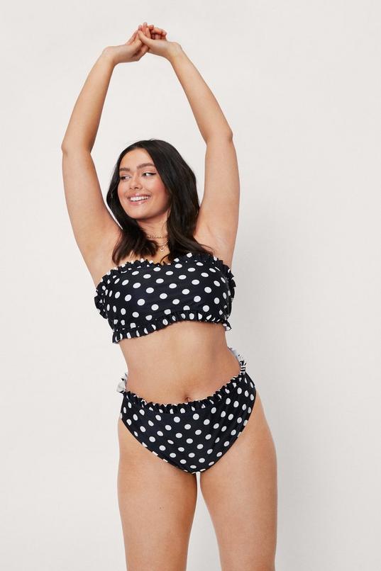 Plus Size Polka Dot Print Bandeau Bikini Top