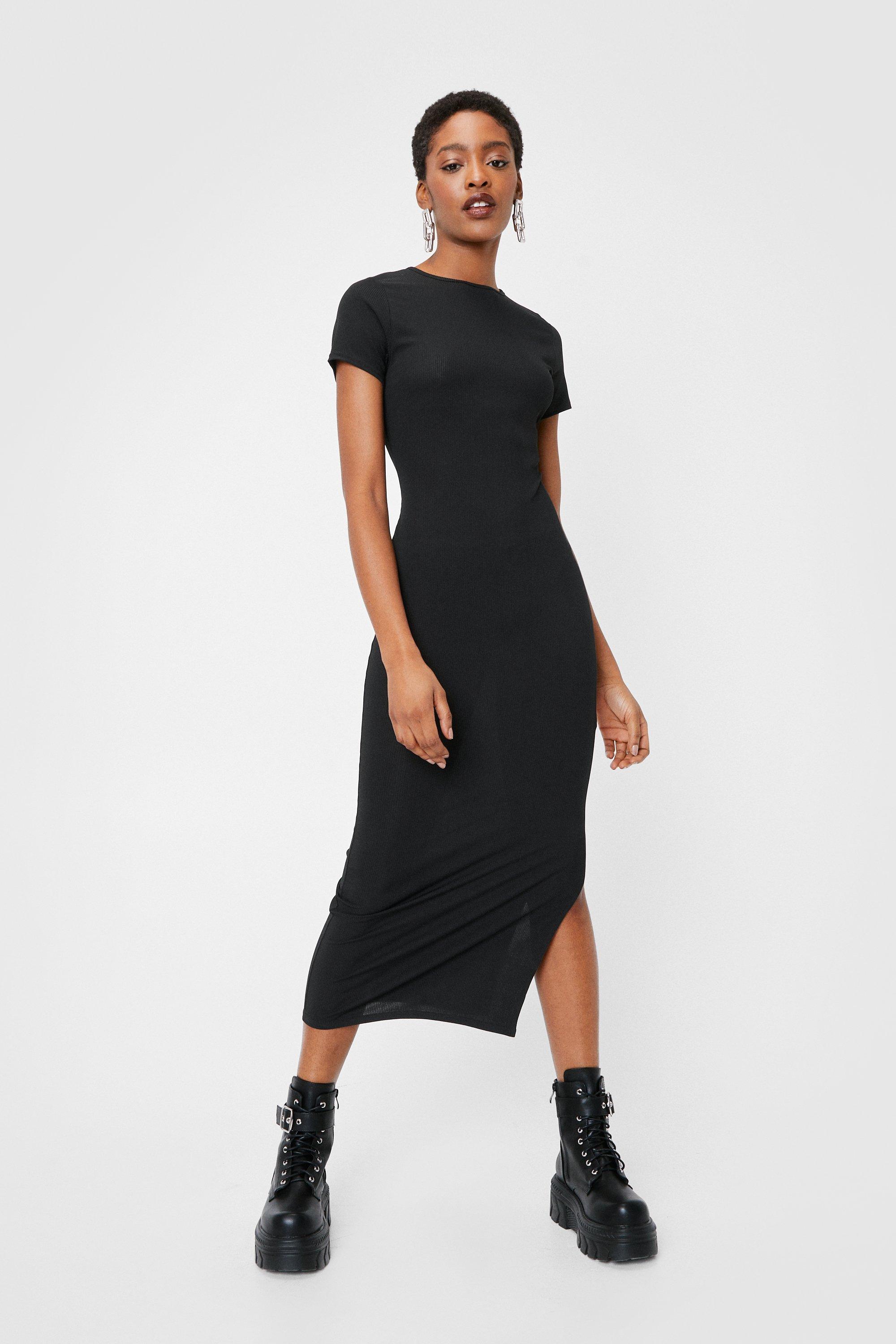 Petite Side Split T-Shirt Midi Dress