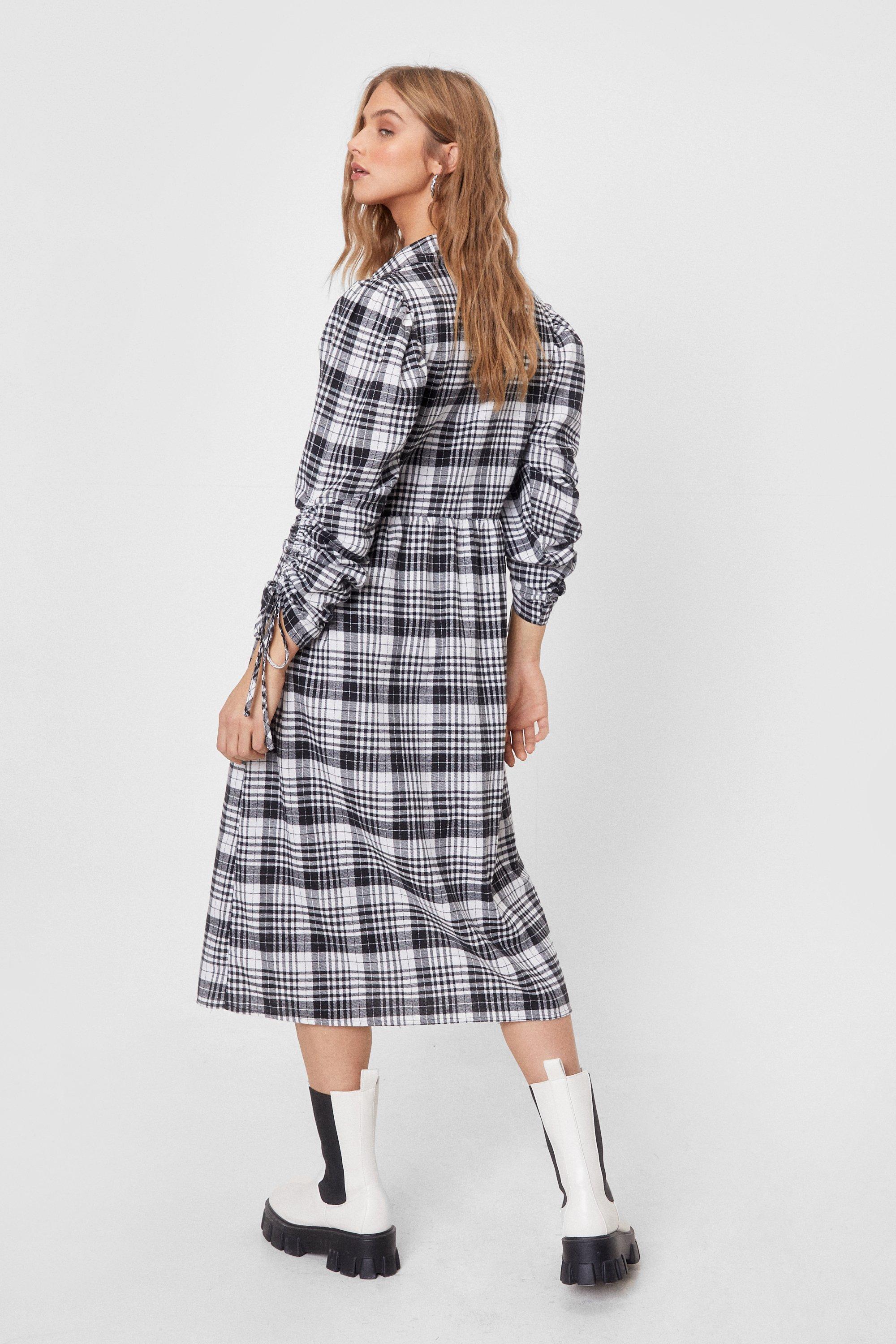 Check midi shirt dress online