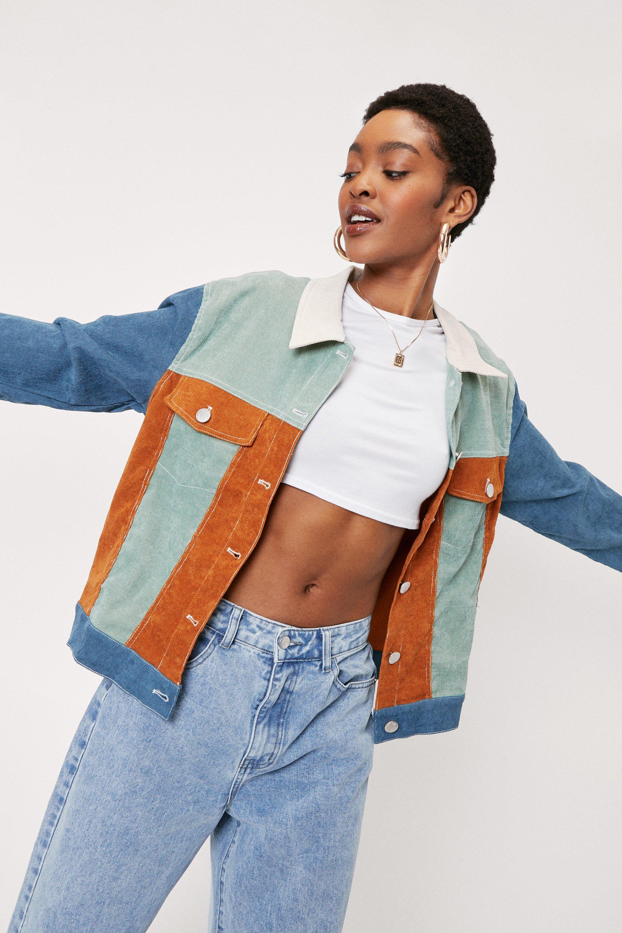 Color block corduroy jacket store