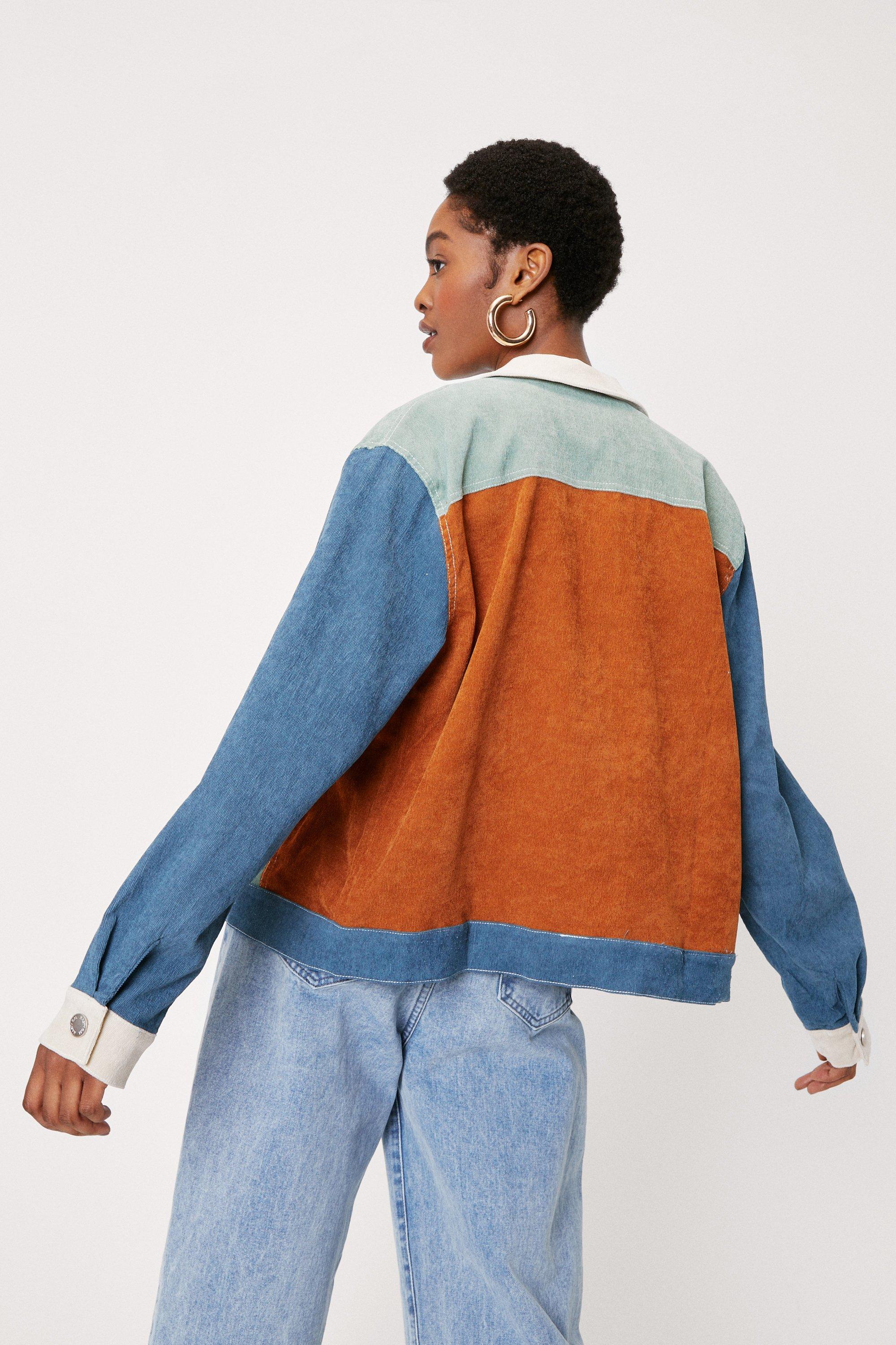 Corduroy color block clearance jacket