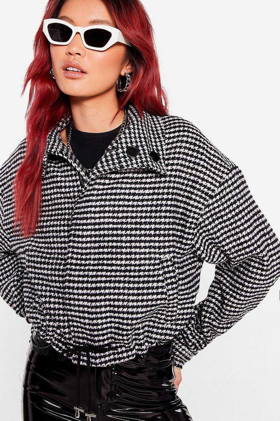 Black Houndstooth Ourselves a Keeper Relaxed Jacket image number 1
