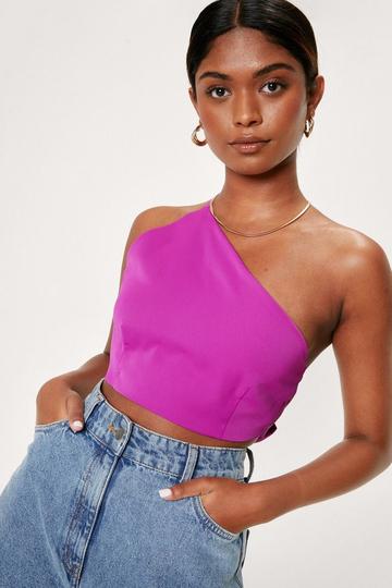 Aysymmetric Bow Tie Back Crop Top orchid