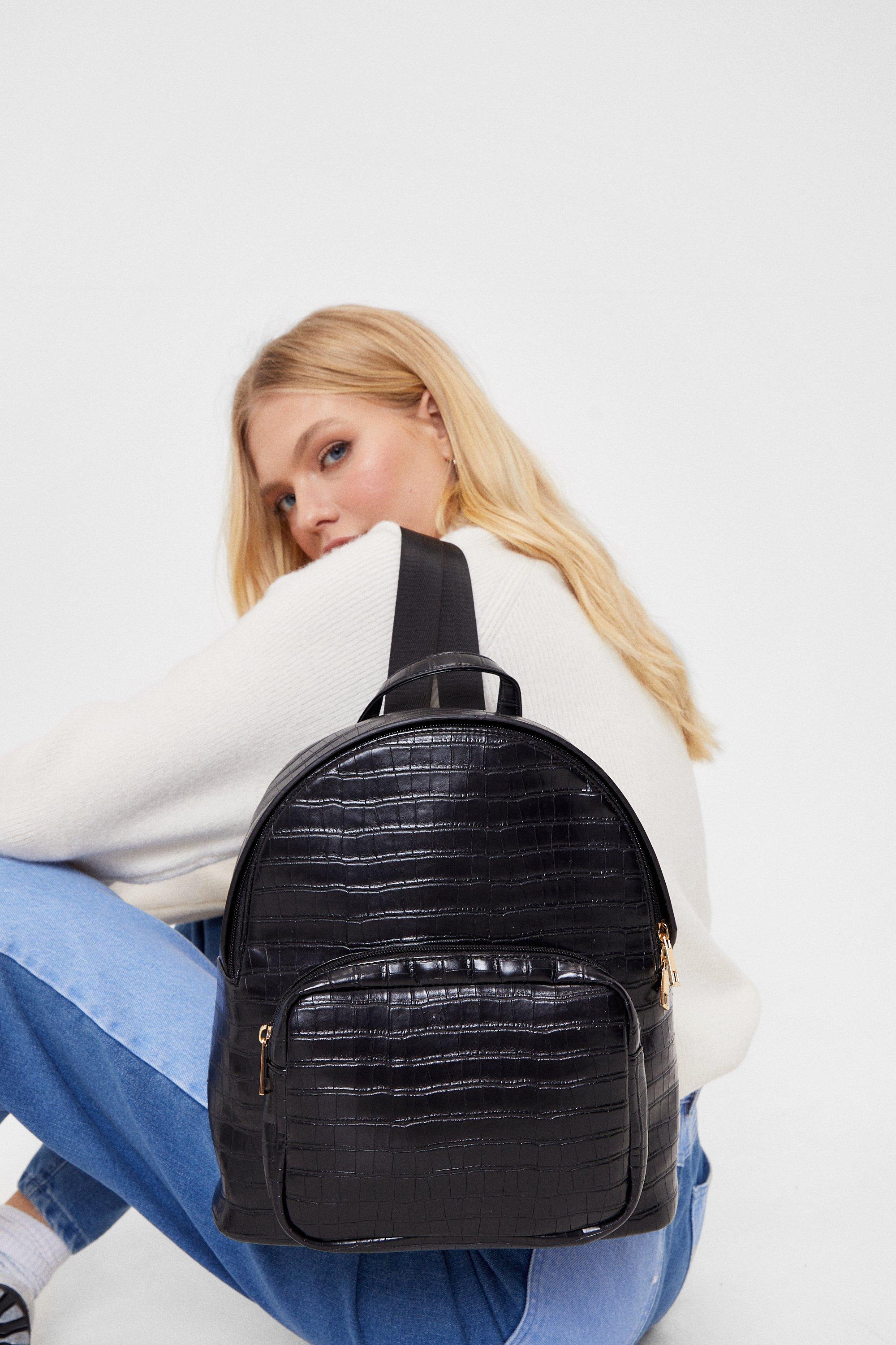 Faux croc backpack best sale