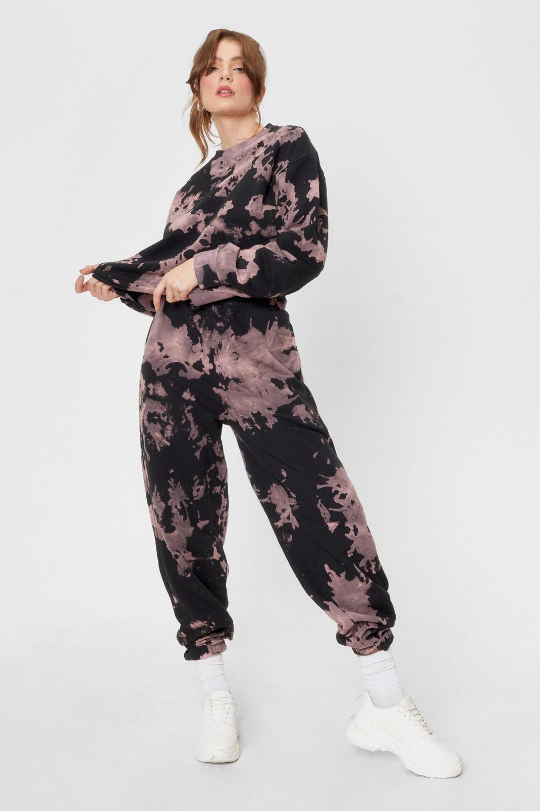 Mauve Slouchy Tie Dye Sweatshirt and Joggers Set image number 1