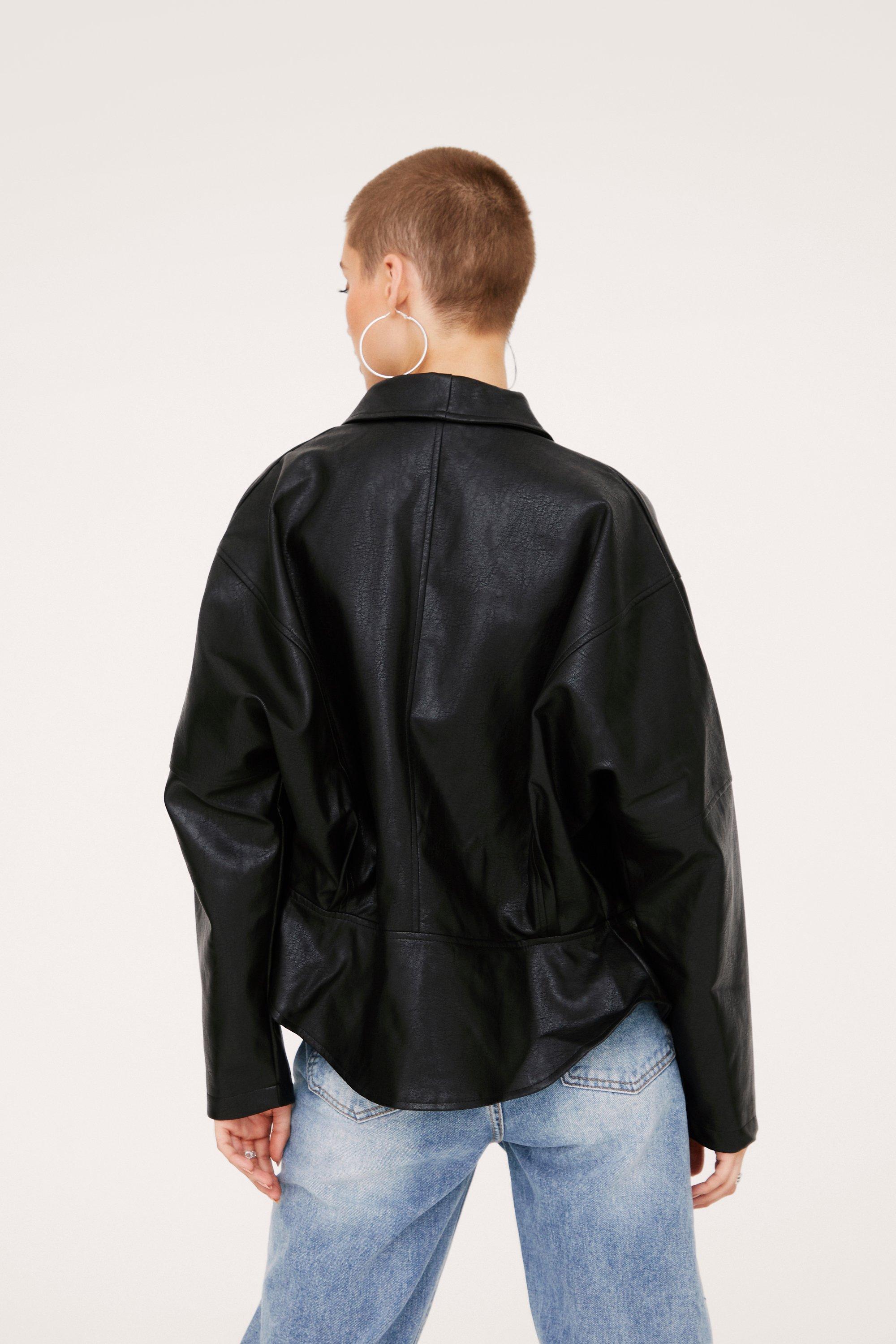 faux leather wrap jacket