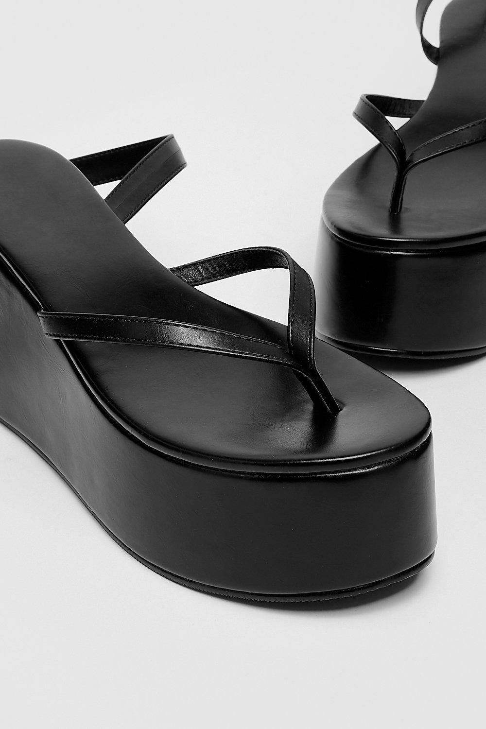 Faux Leather Toe Thong Tie Platform Sandals Nasty Gal