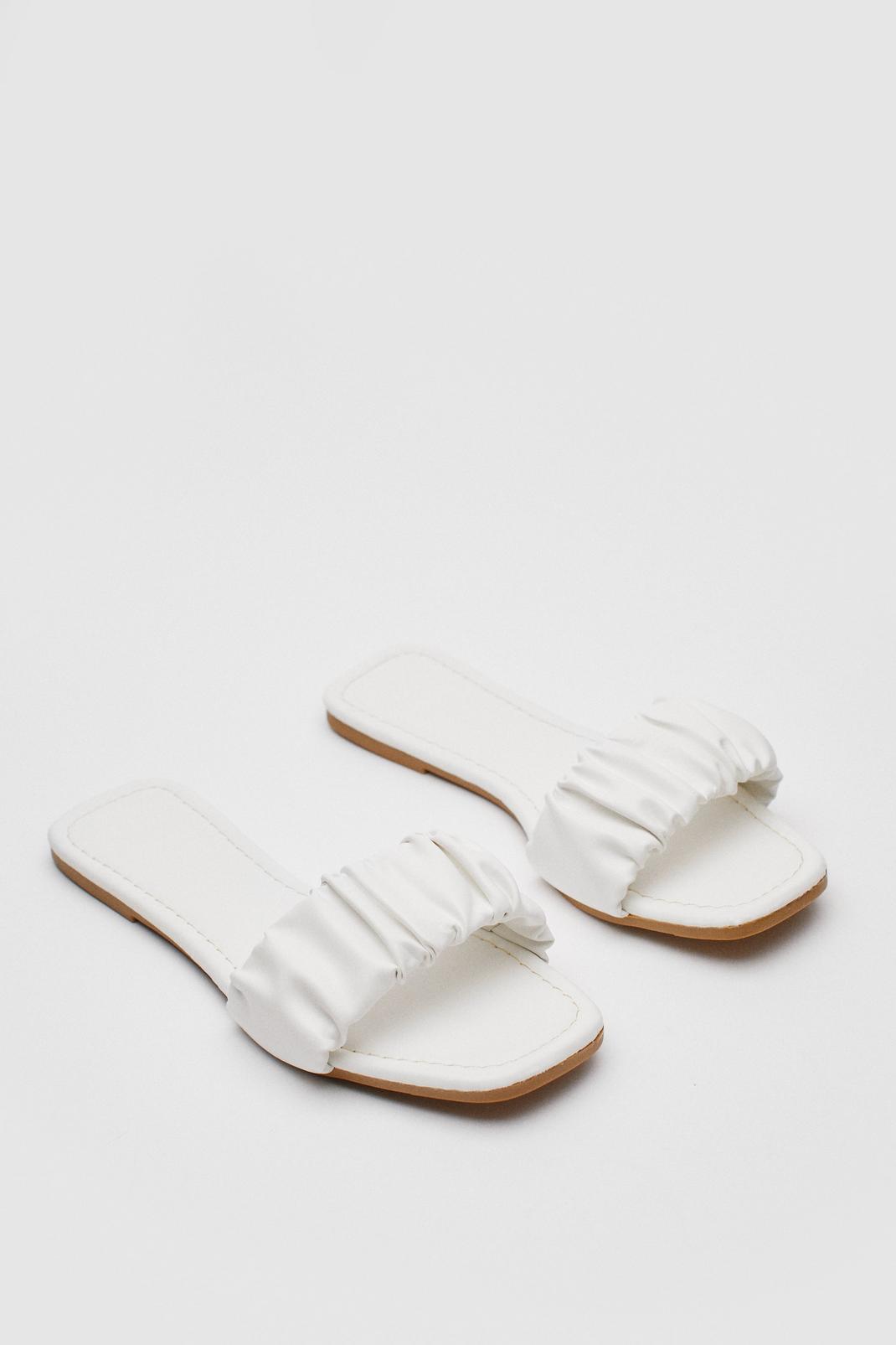 white ruched mules