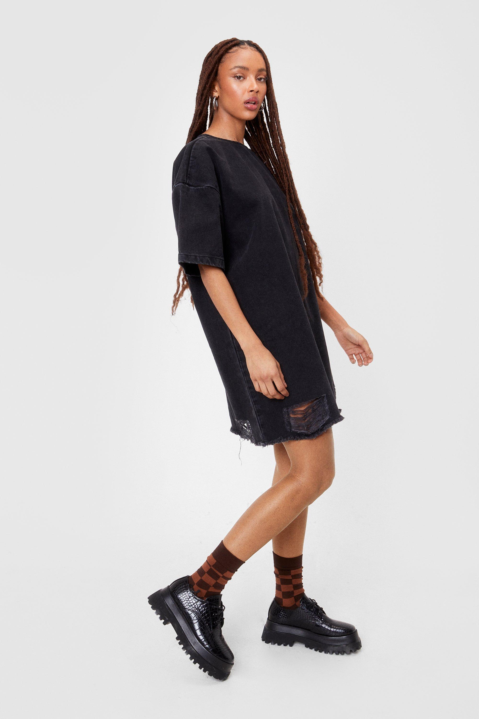 Oversized distressed 2025 t shirt dress