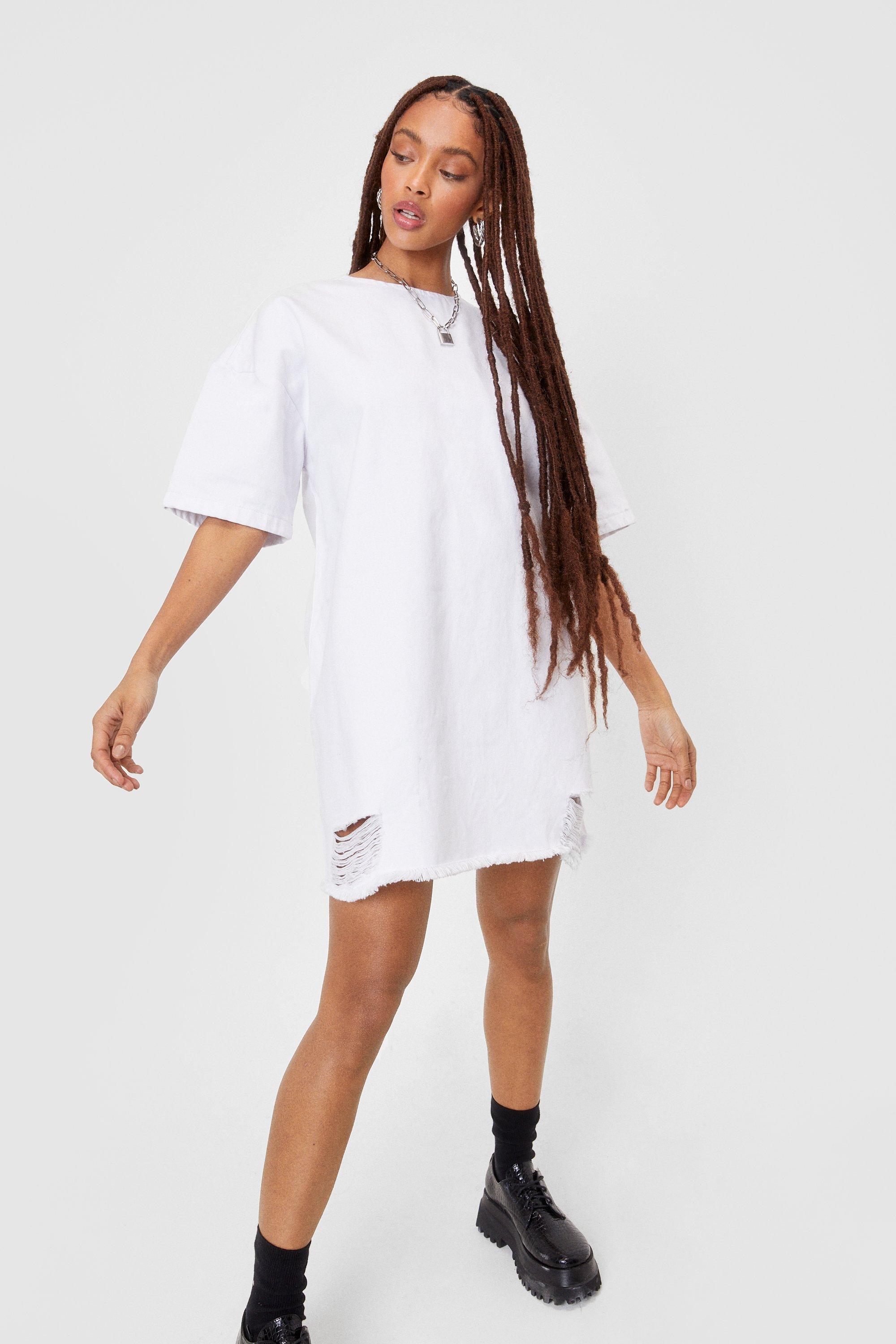 Distressed shirt dress sale