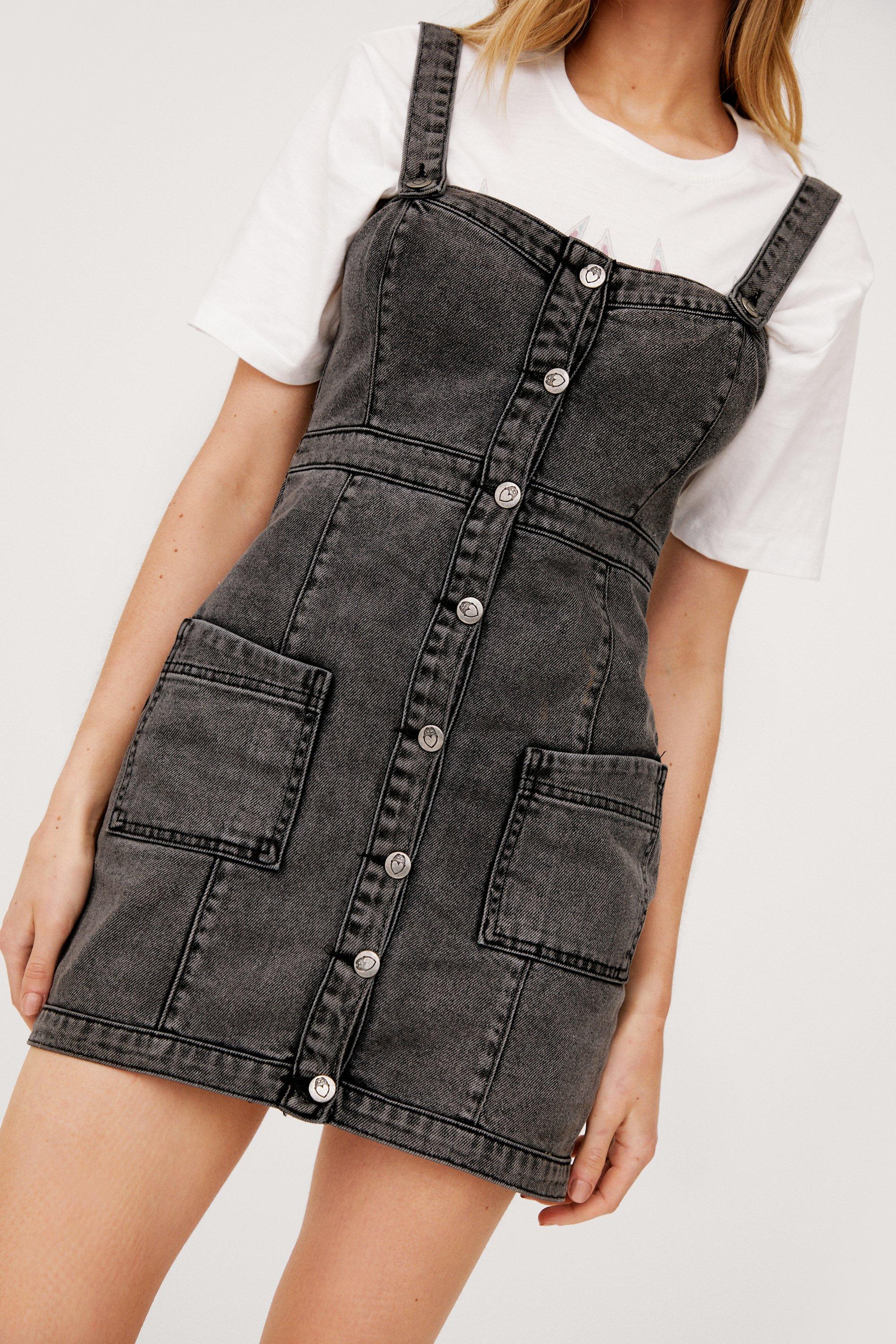 Denim Utility Pinafore Dress