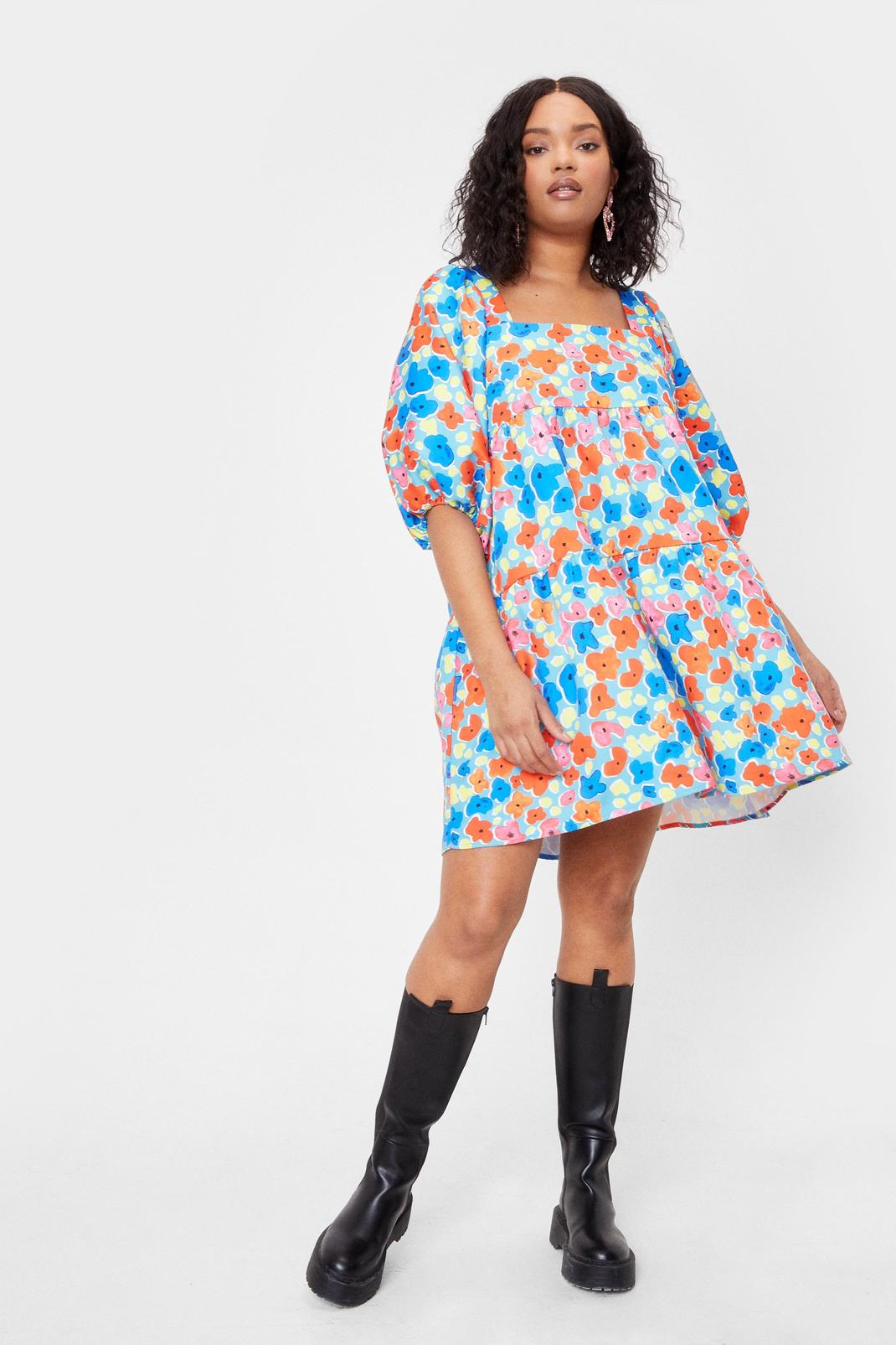 floral puff sleeve shirtdress