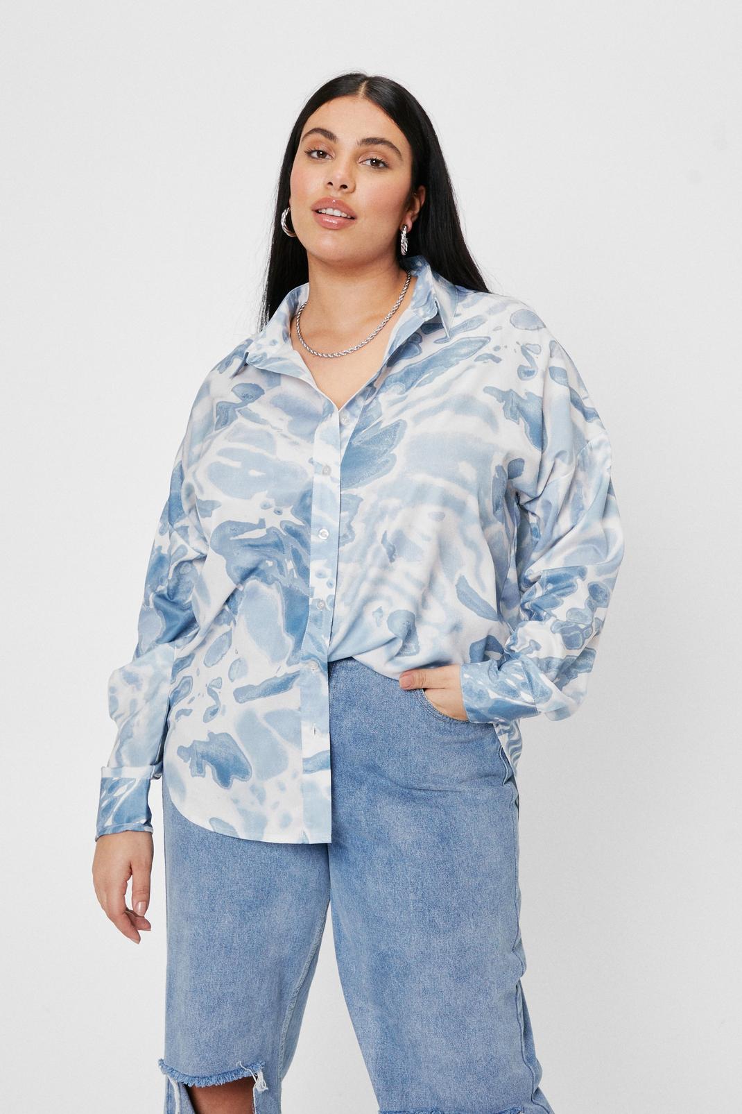 Grande Taille - Chemise oversize effet tie dye, Blue image number 1