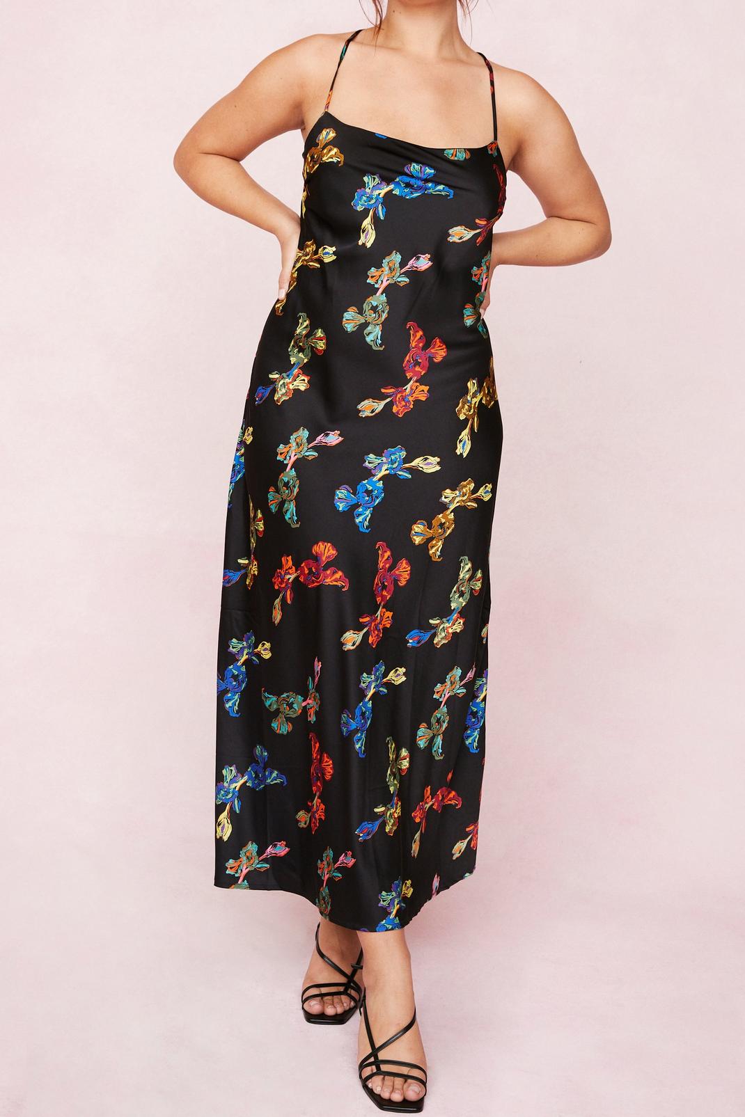 105 Plus Size Cowl Back Floral Maxi Dress image number 2