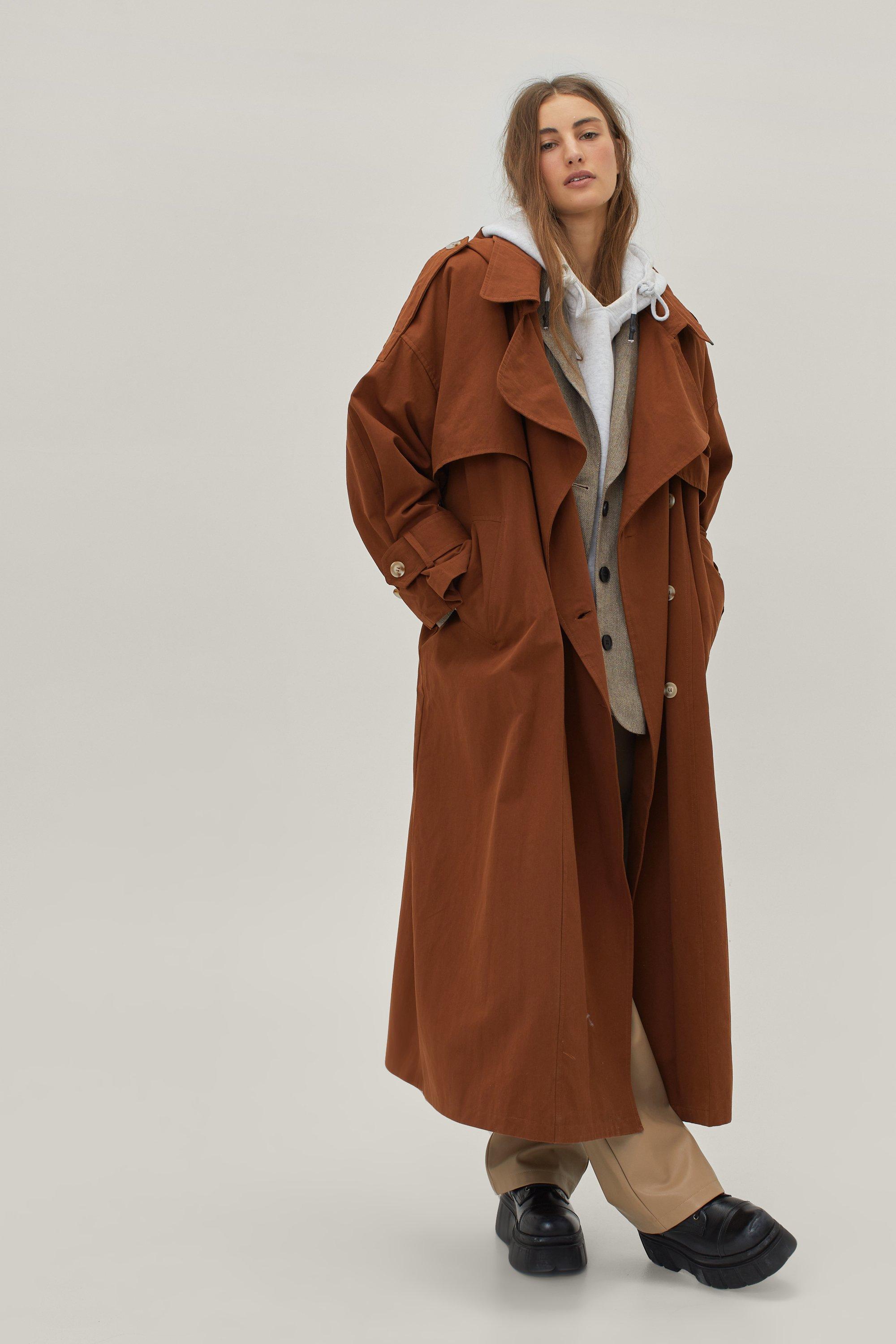 Hooded Oversized Belted Trench Coat