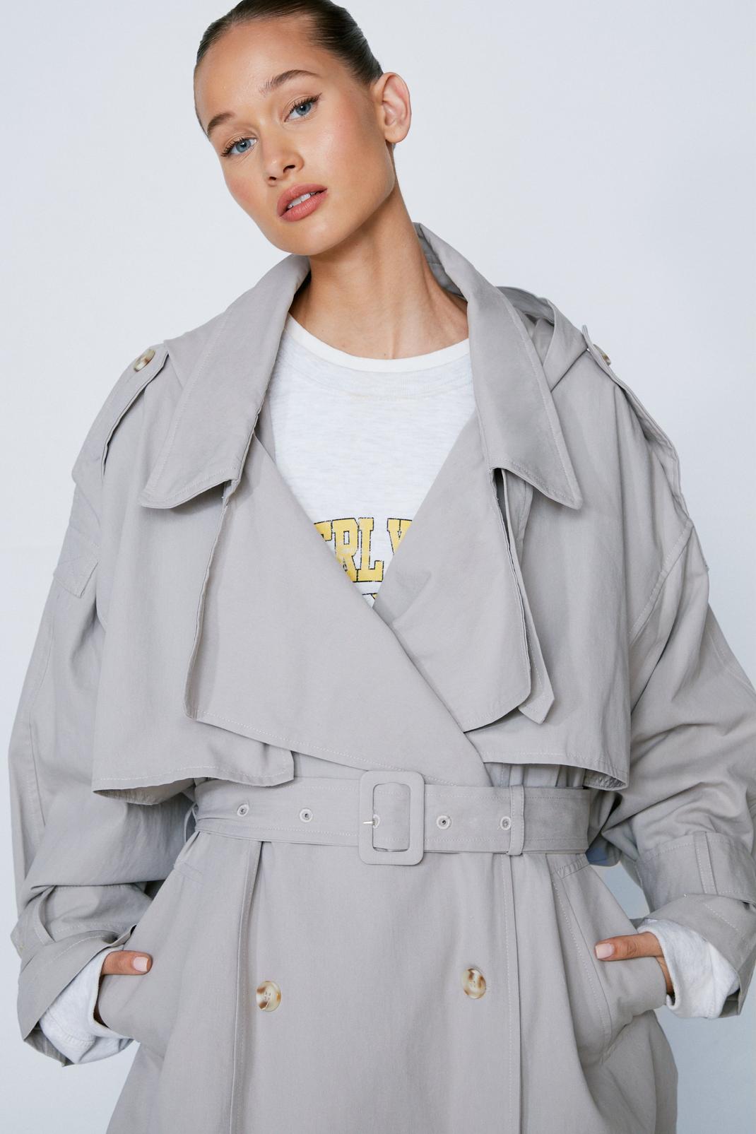 131 Hooded Oversized Belted Trench Coat image number 2