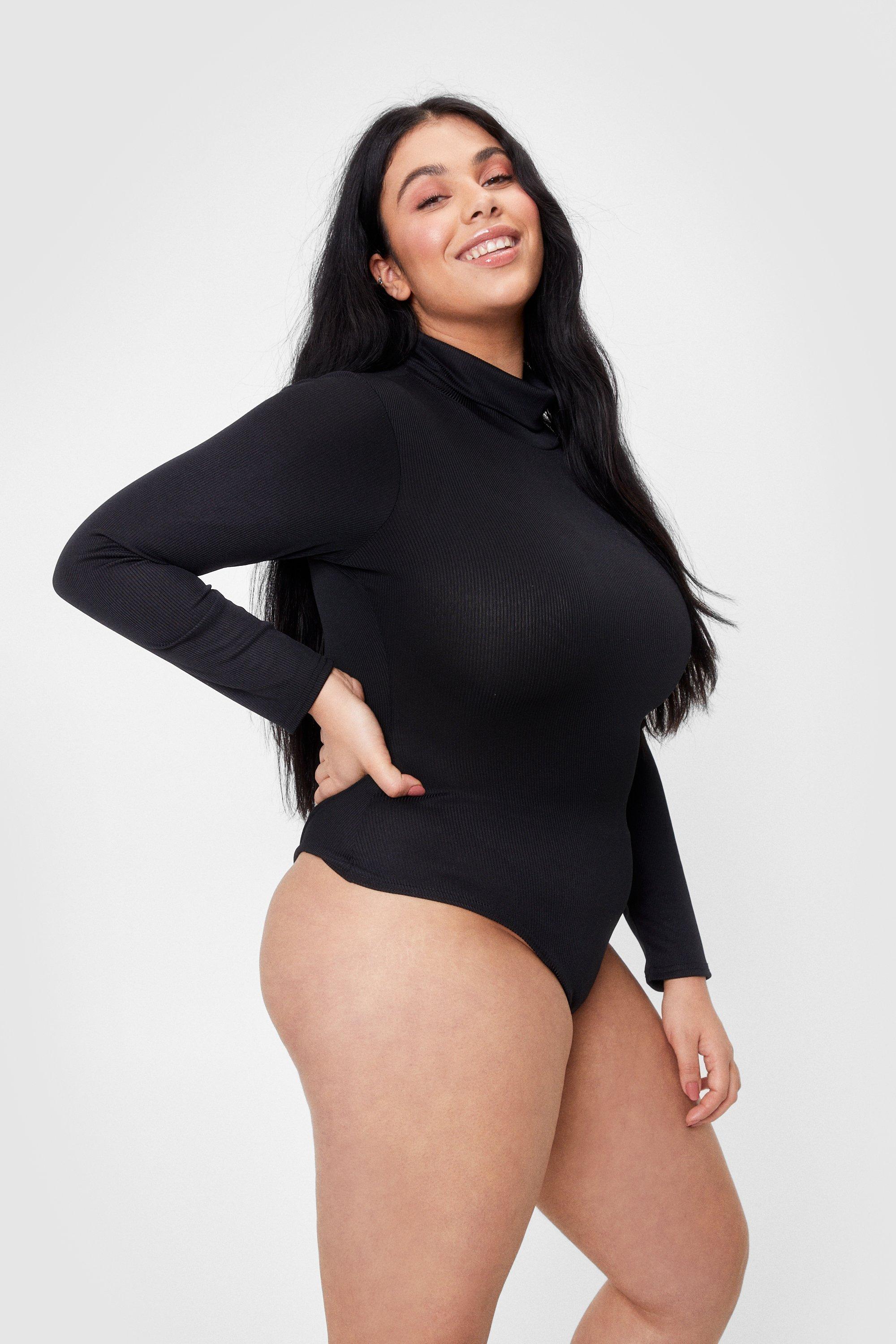 Plus Size Ribbed Turtleneck Bodysuit