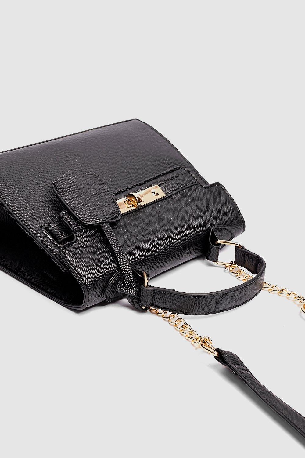 WANT Faux Leather Lock Crossbody Bag Nasty Gal