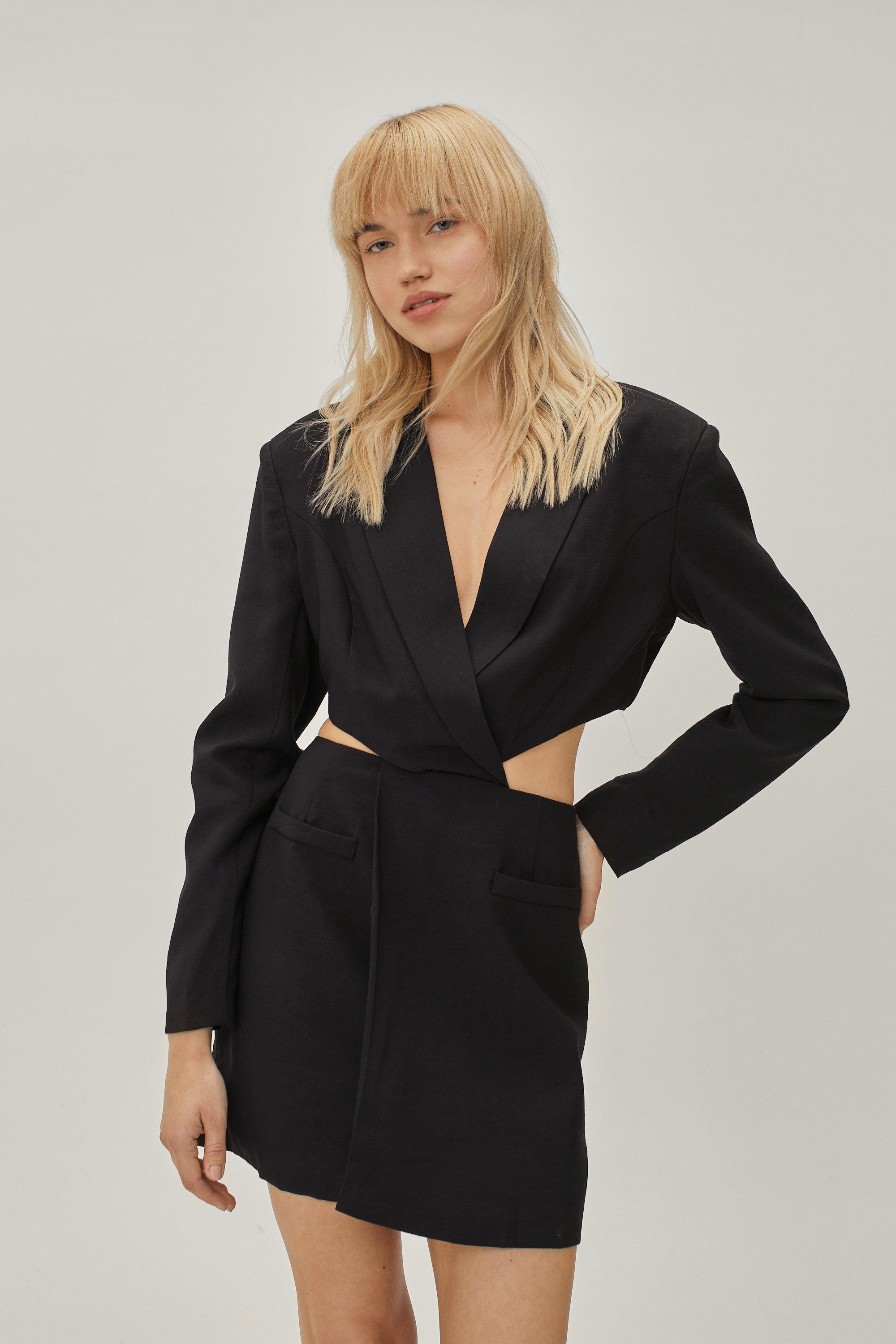 Twist Cut Out Pocket Detail Blazer Dress