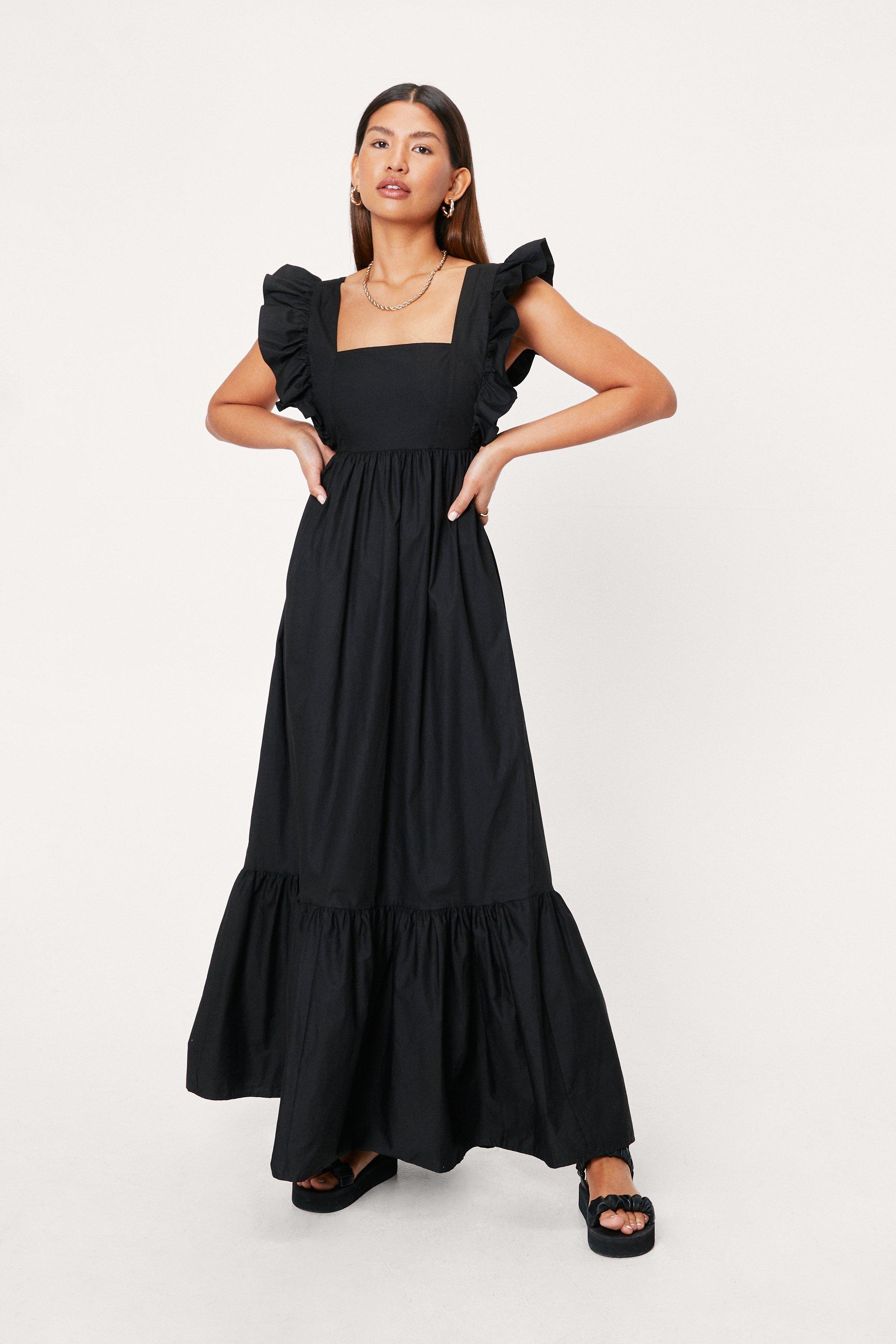 maxi dress with frill sleeves