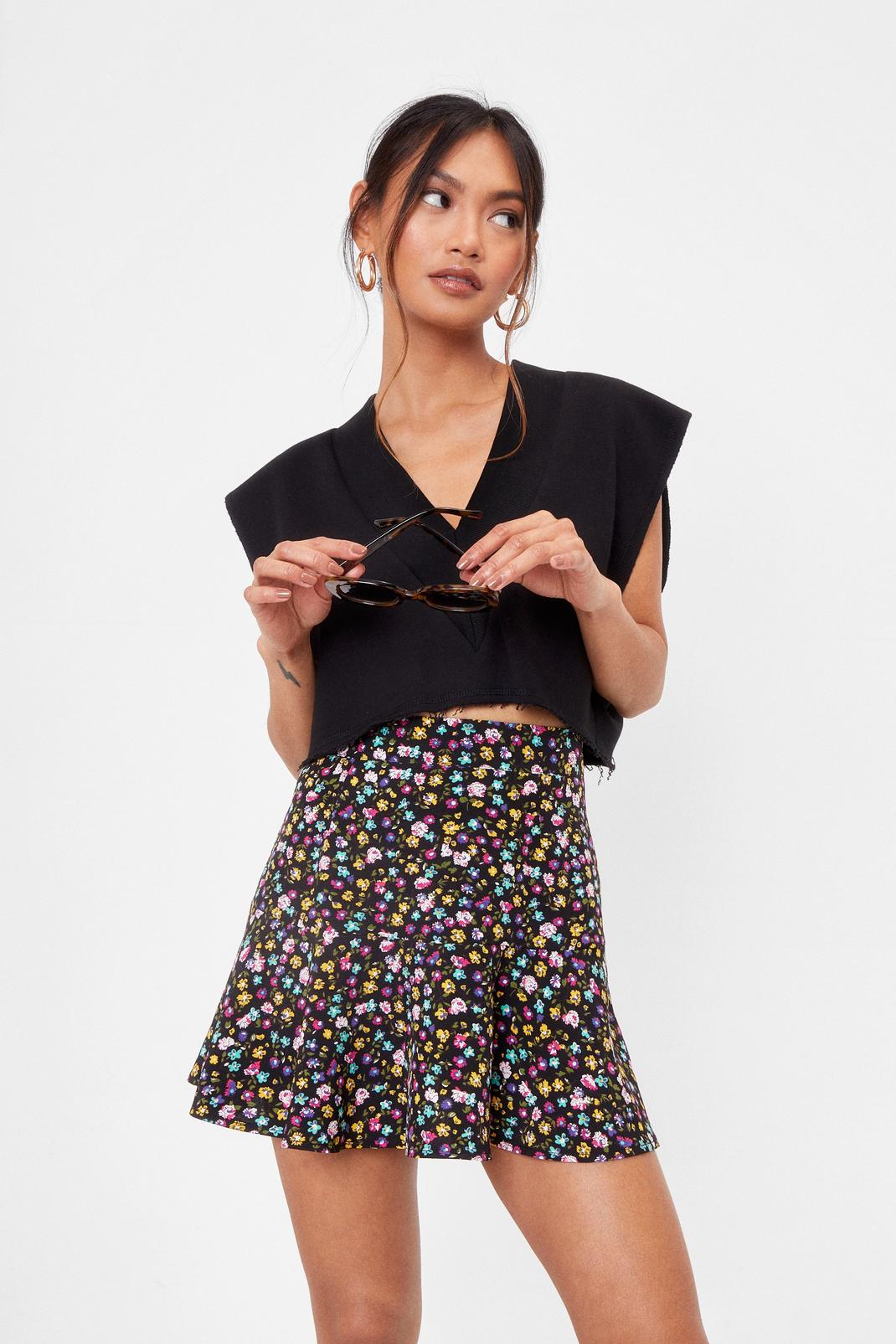 Black Grow Matter What Petite Floral Skirt image number 1
