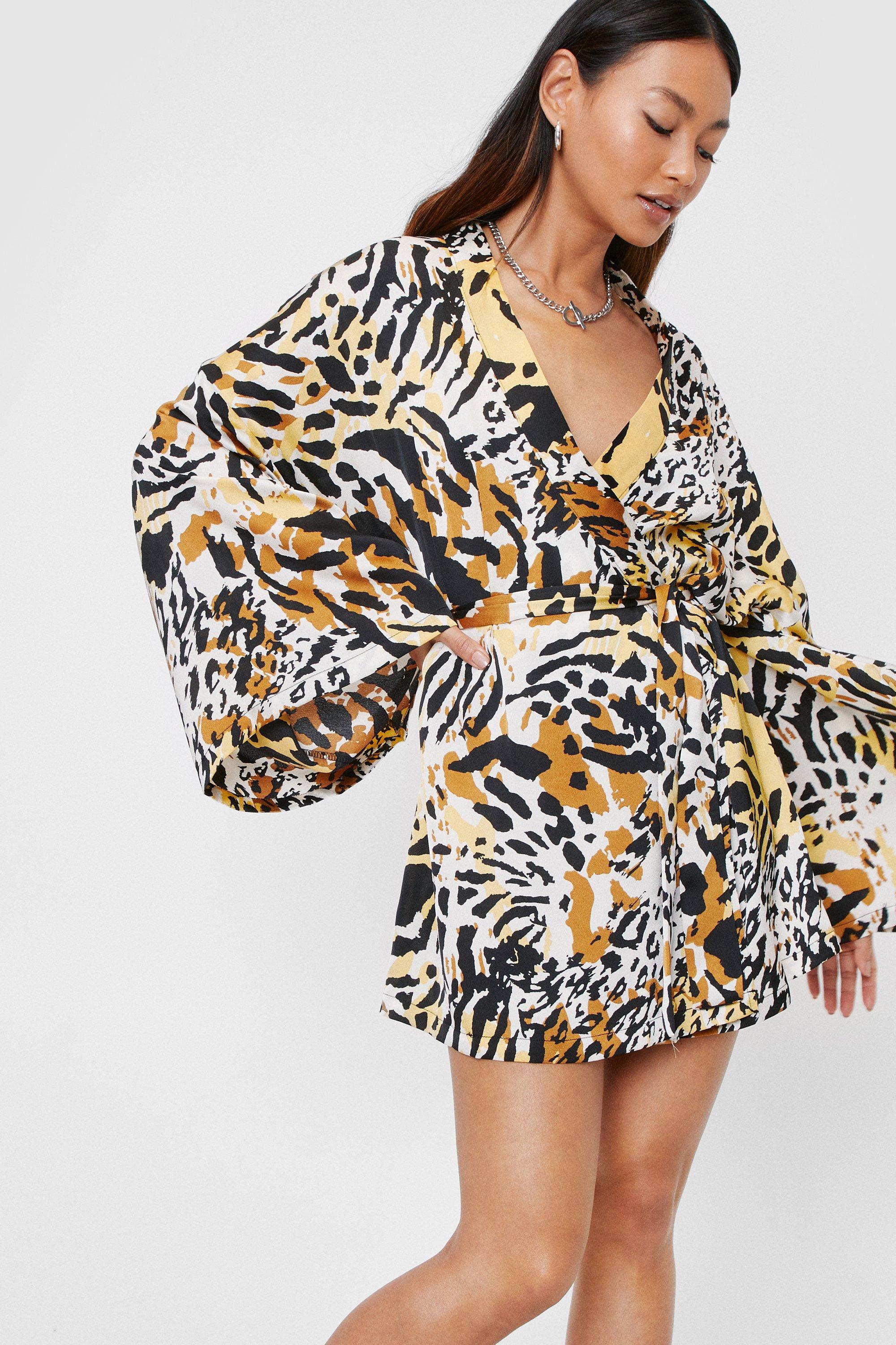 Missguided leopard print wrap dress sale