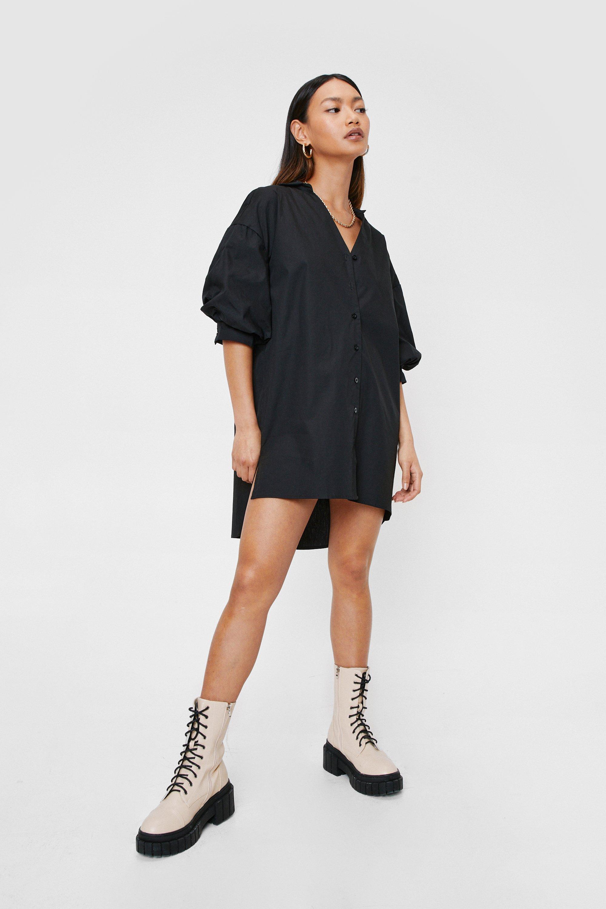 puff sleeve shirtdress